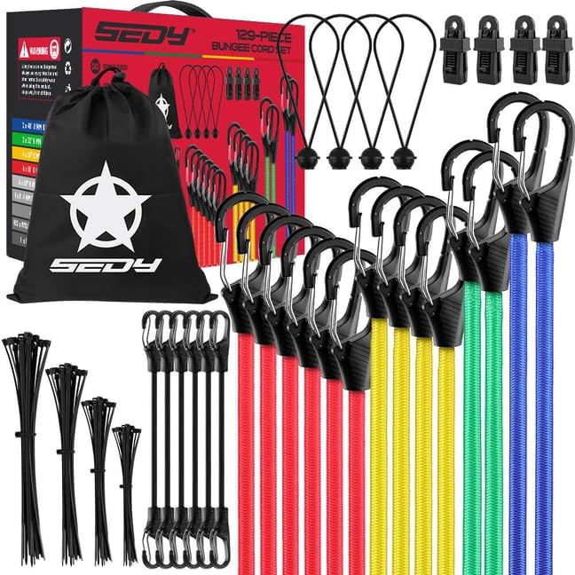 Conjunto De Cabos Elásticos Sedy De 129 Peças Com Ganchos, Corda Elástica De Borracha