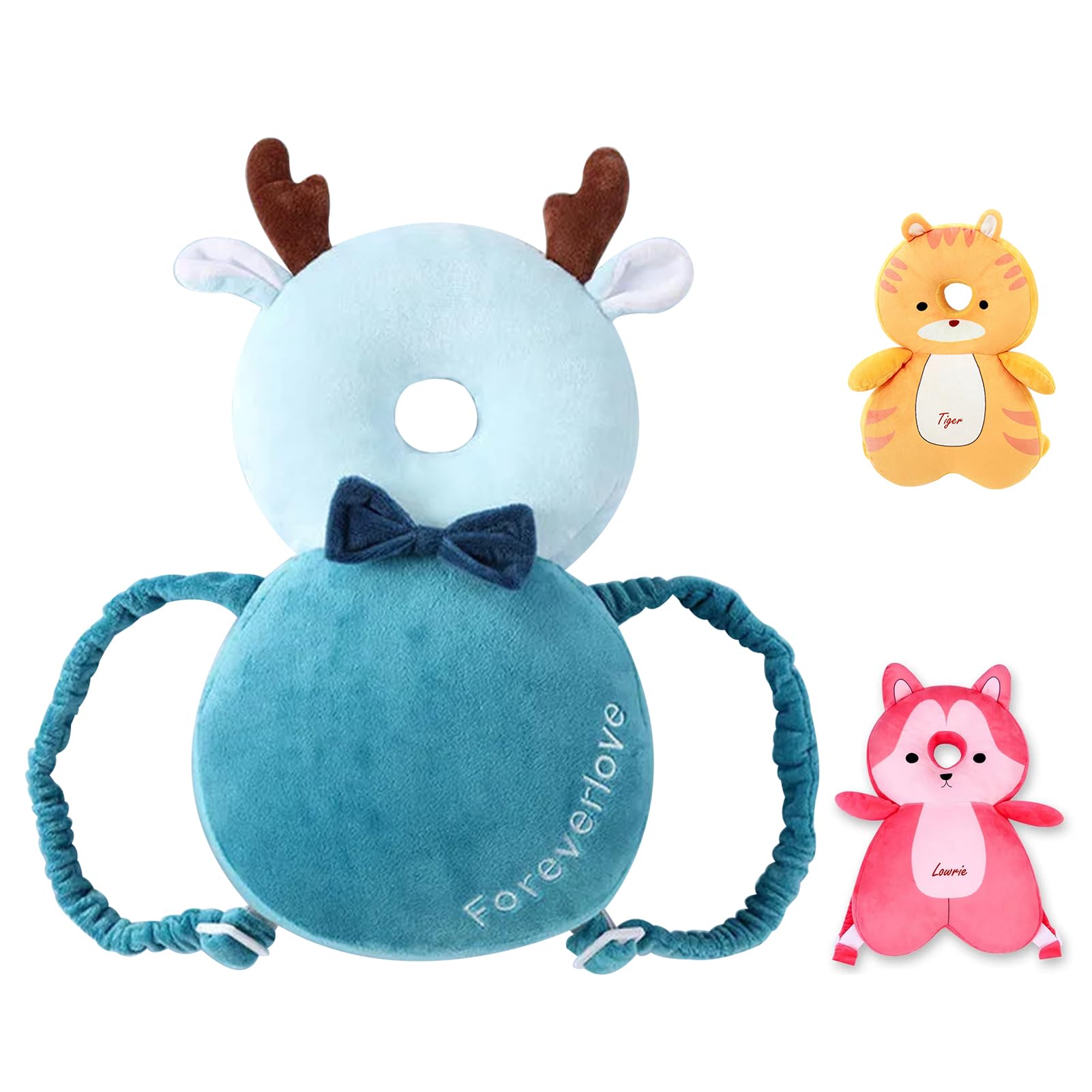 Mochila Protetora De Cabeça De Bebê Loisdaro Adjustable Blue Deer