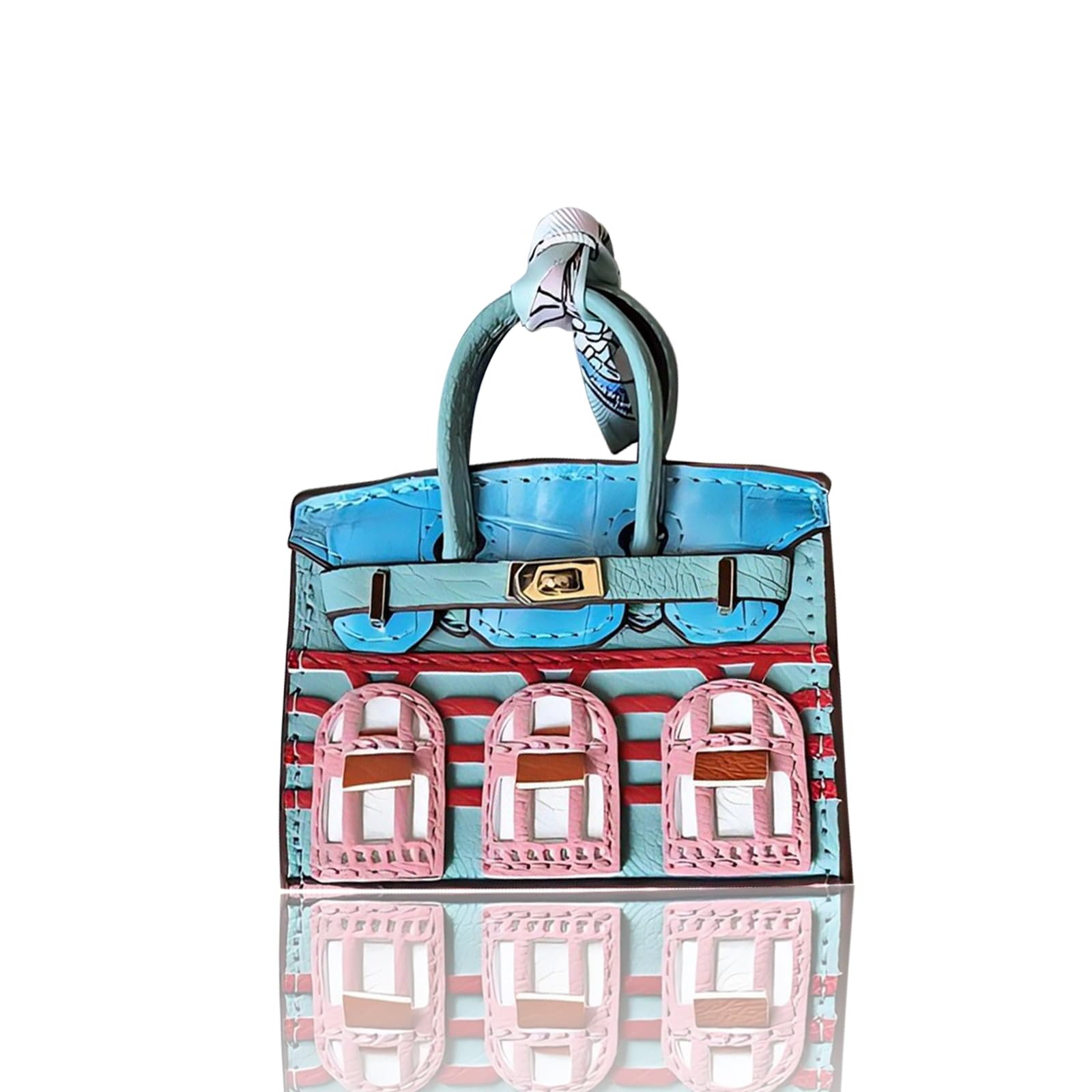 Bag Charms Edibling Preppy Leather Para Mulheres, Azul