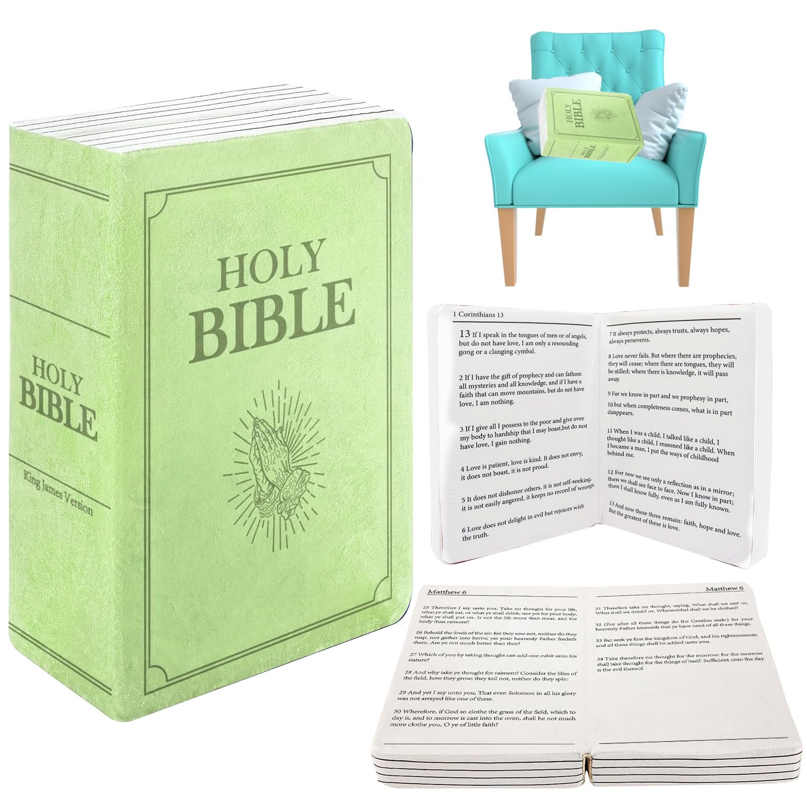 Almofada Yixacao Cozy Faith Bible Pillow Book De Pelúcia Que Pode Ser Aberta