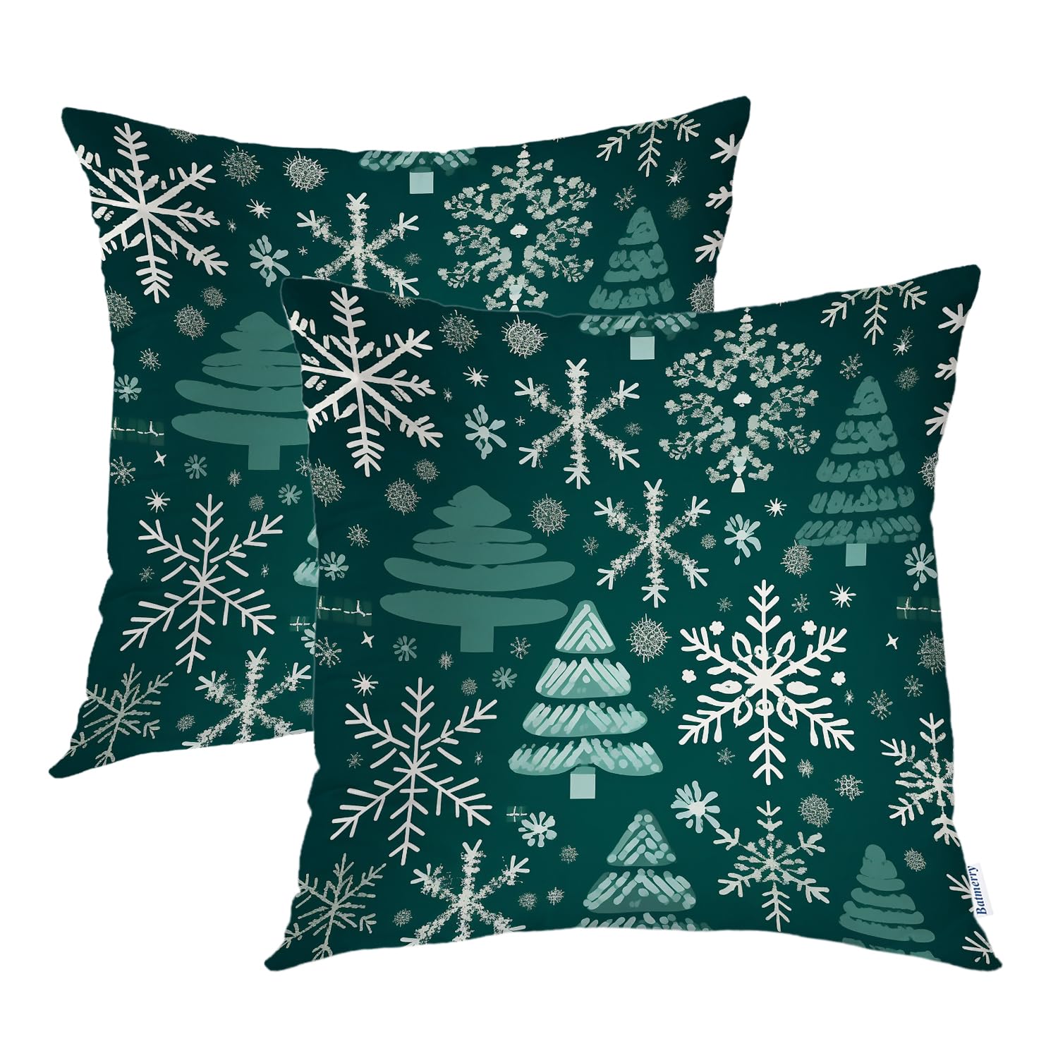 Capa De Travesseiro Batmerry Winter Fir Tree Green 50x50cm (conjunto De 2)