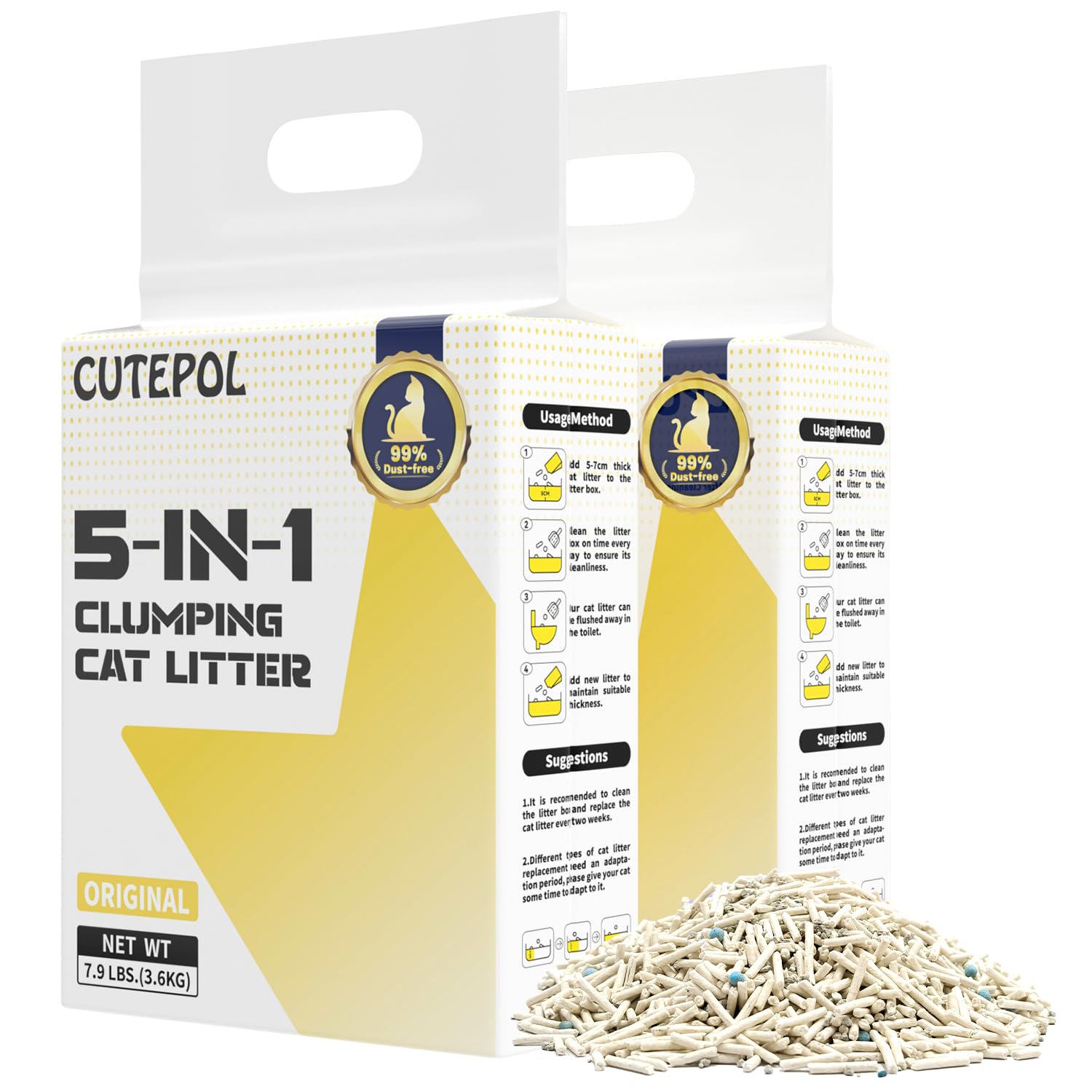 Cat Litter Cutepol Mixed 5 Em 1, Aglomerado De 7,9 Lb/saco