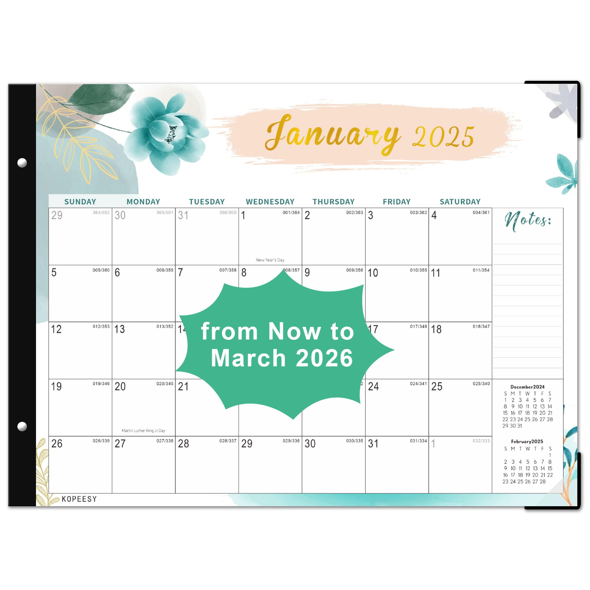 Calendário De Mesa Kopeesy 2025-2026 Grande 22x17cm Com Feriados