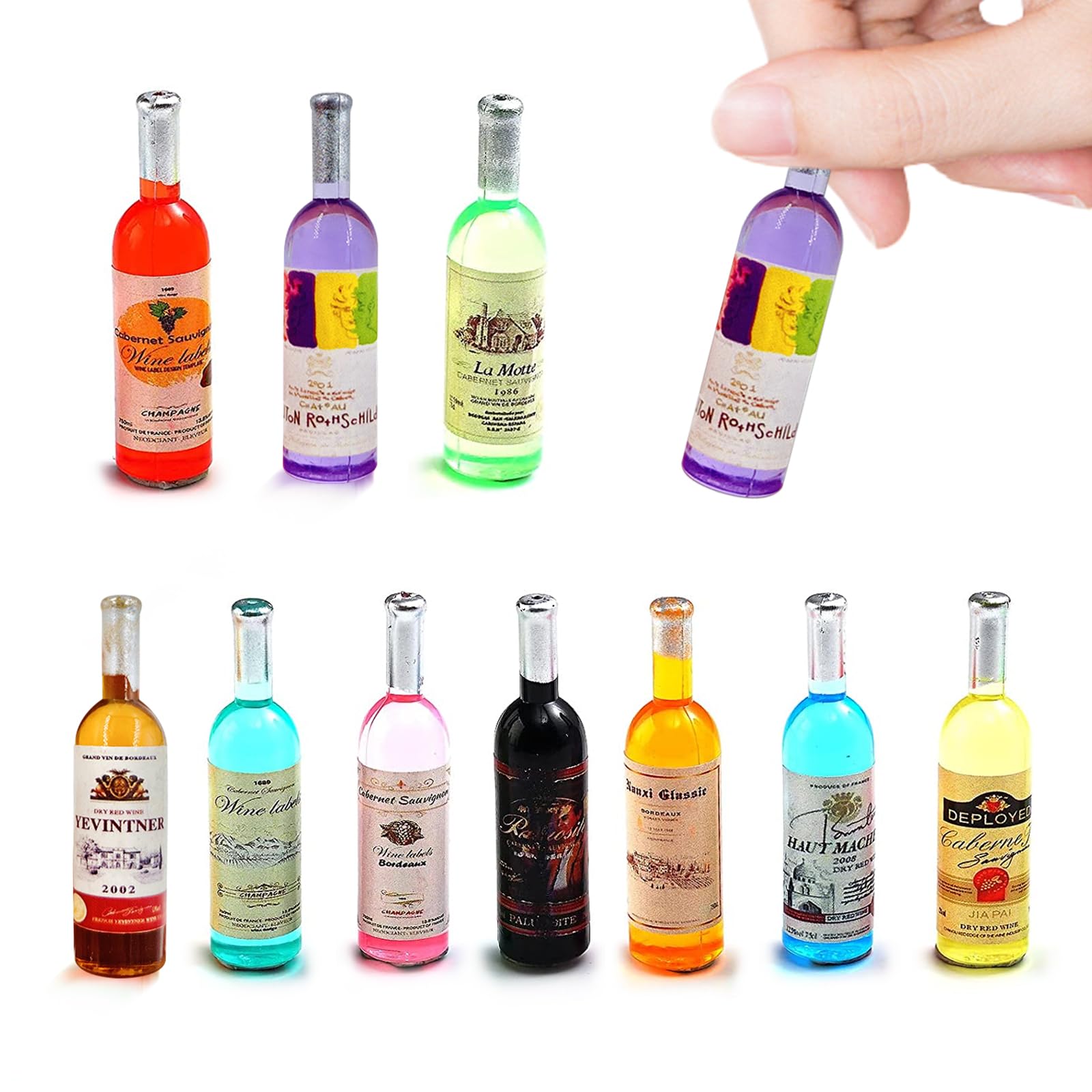 Garrafas De Vinho Em Miniatura Harewu Miniverse Escala 1:12 10 Unidades