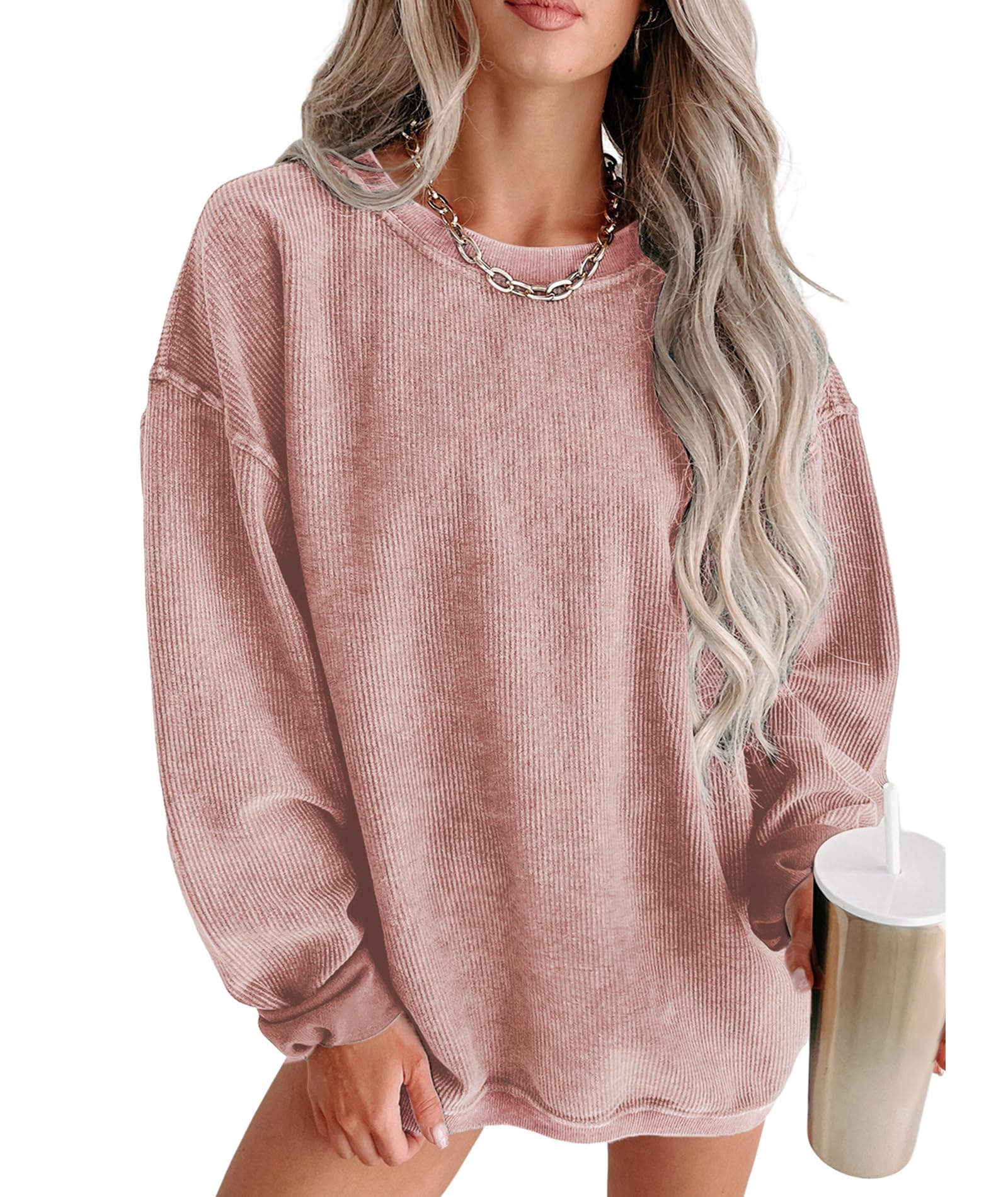 Moletom Urchics Oversized Para Mulheres Com Gola Redonda E Manga Comprida