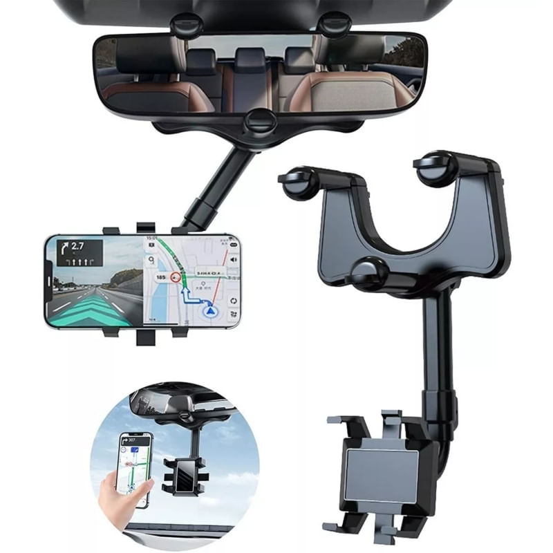 Suporte Para Telefone De Carro, Suporte De Espelho Retrovisor Giratório De 360 Graus