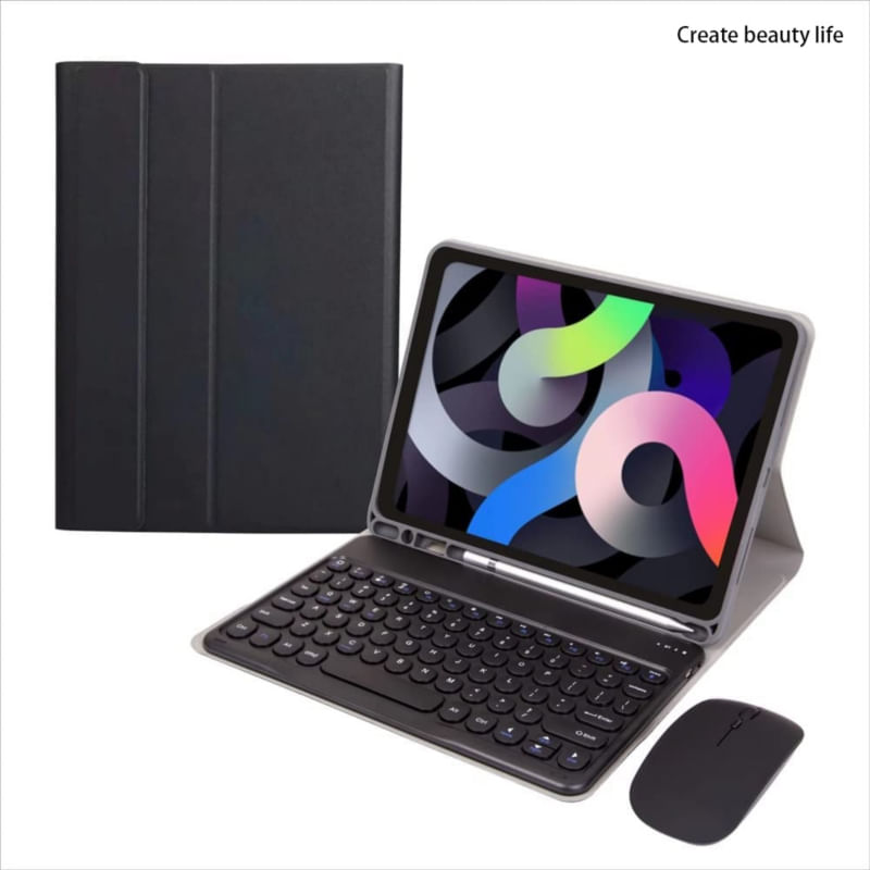 Capa Com Teclado E Mouse Para Ipad De 10,2 Polegadas Preta