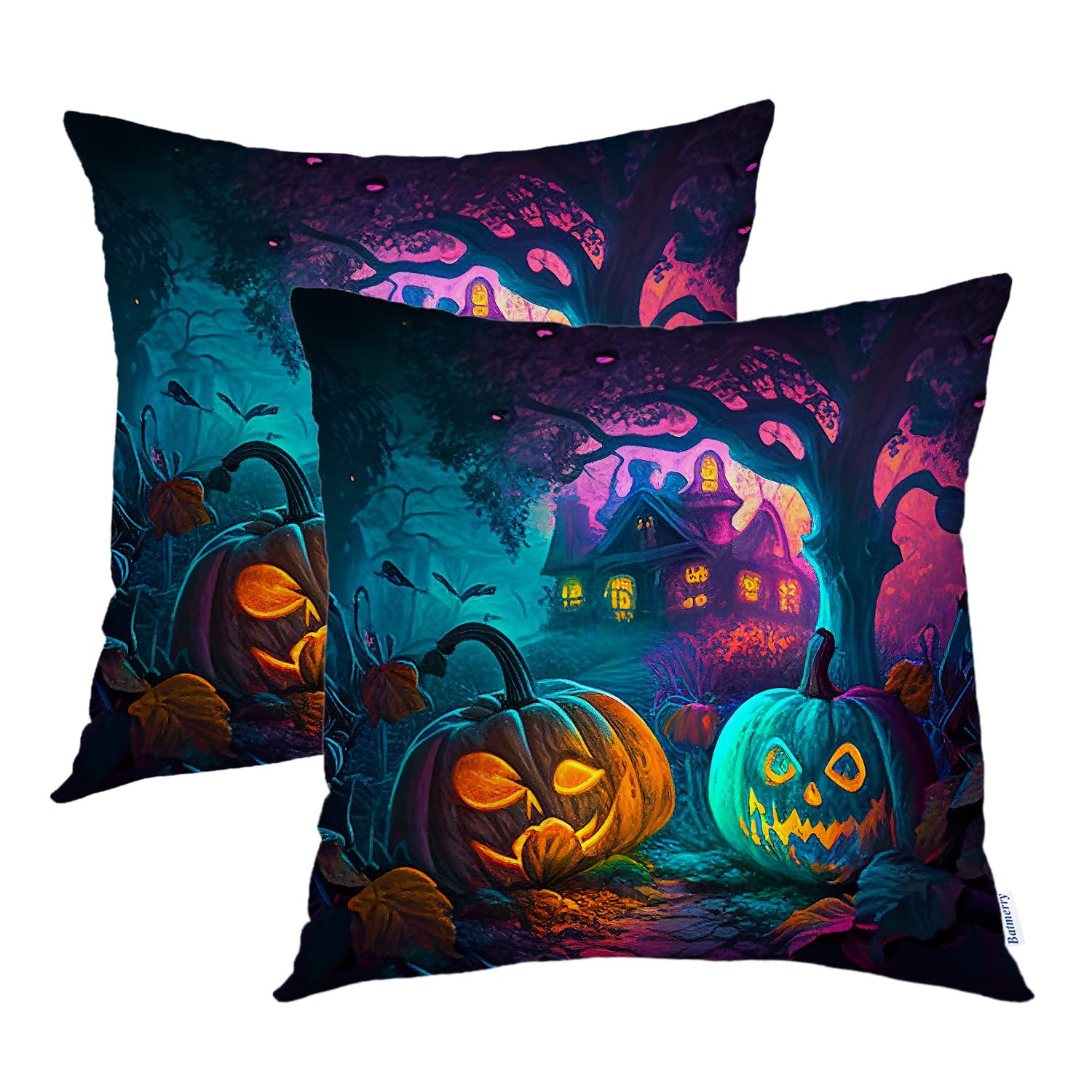 Capa De Travesseiro Batmerry Halloween Pumpkins Lanterns 50x50cm