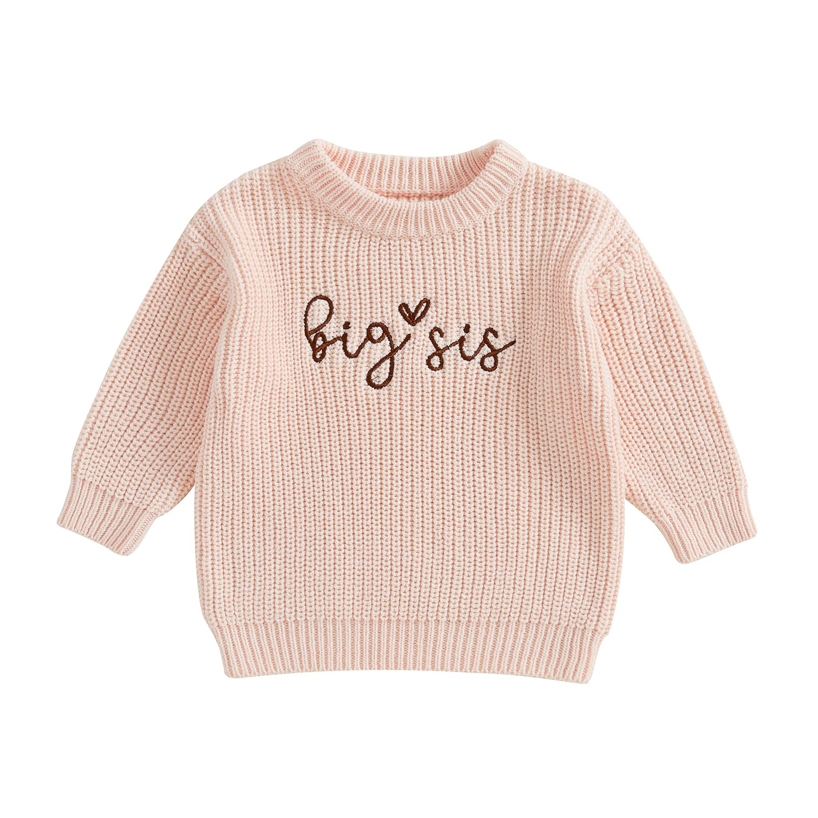 Suéter Amnnchya Toddler Infant Baby Girl Knit Big Sister Pink