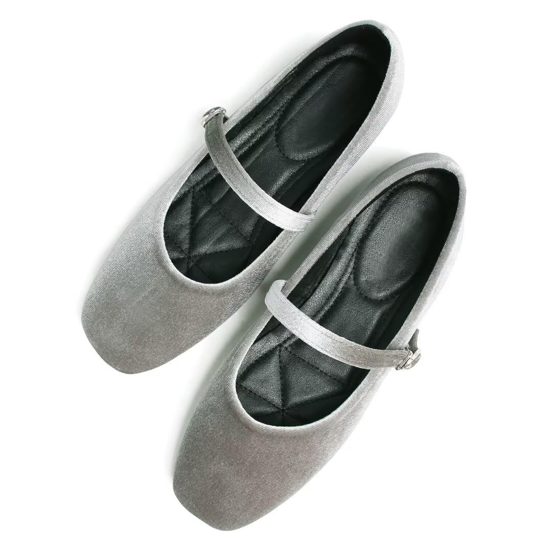 Flats Stunner Velvet Feminino Mary Jane Grey Tamanho 39 (7,5)
