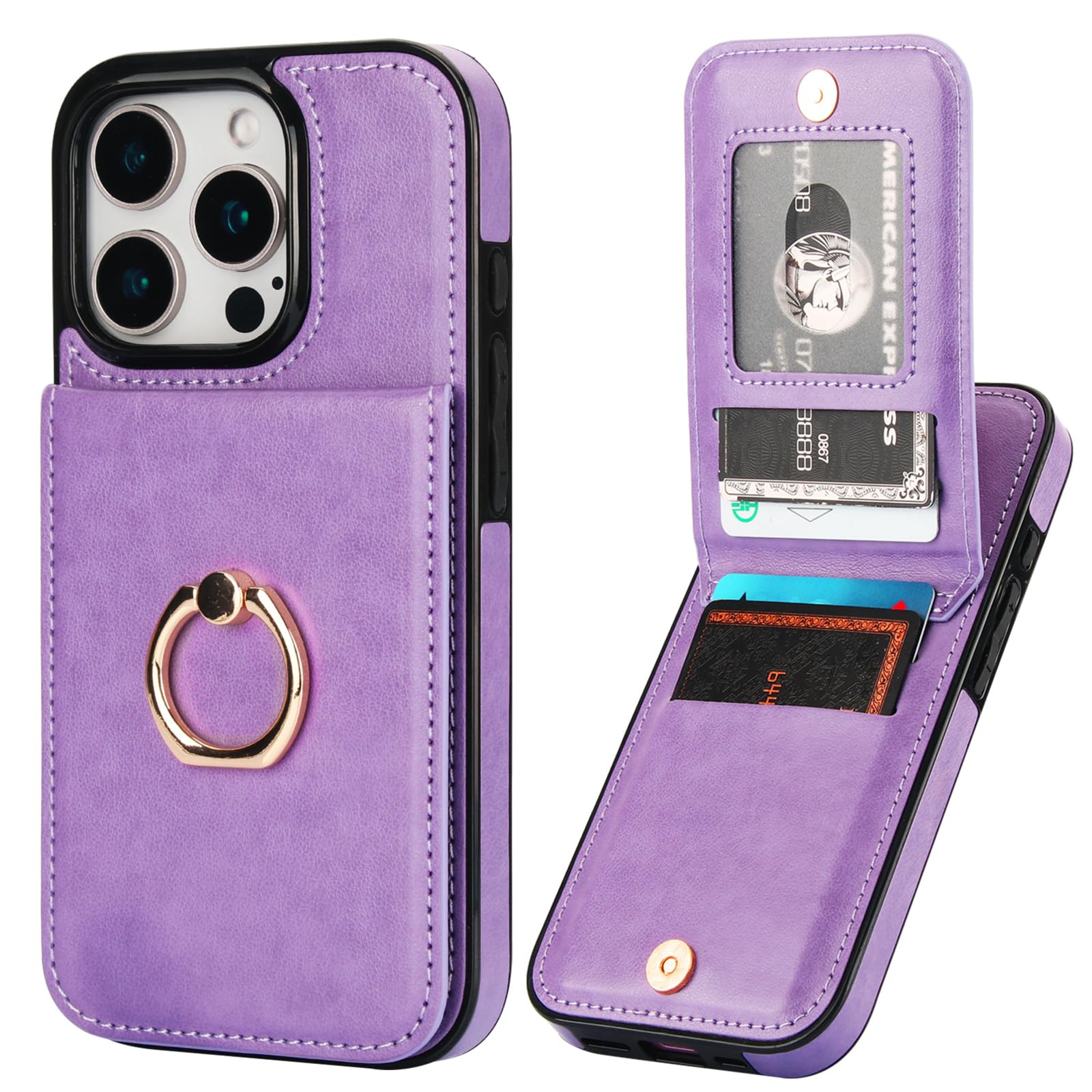 Capa Tipo Carteira Para Iphone 16 Pro Kihuwey Com Suporte Para Cartão De Crédito