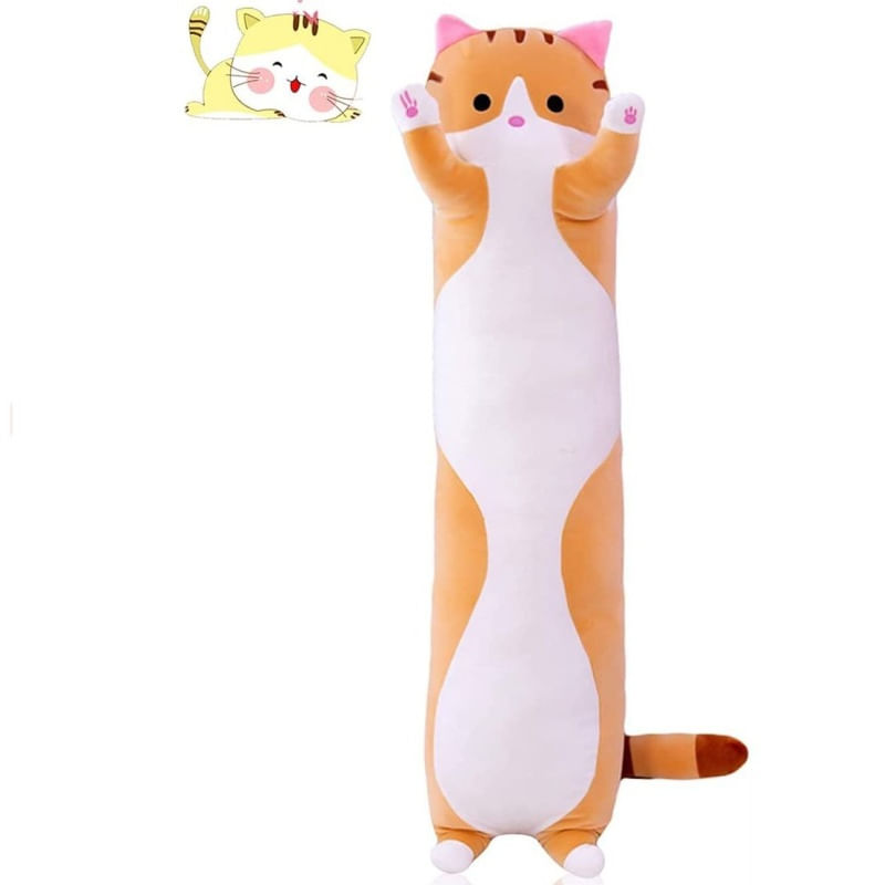 Brinquedo De Travesseiro De Pelúcia Para Gatos 70 Cm/50 Cm/90 Cm Marrom/cinza