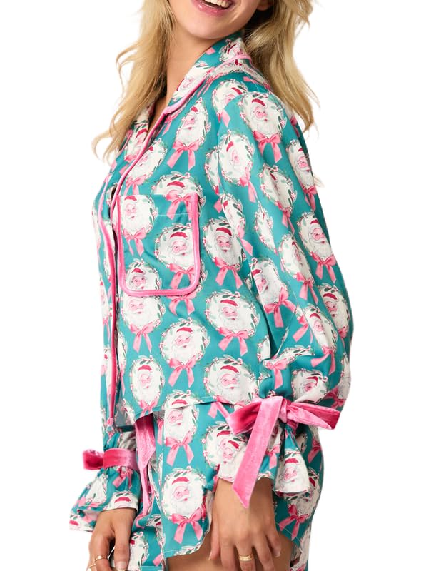 Conjunto De Pijamas Argeousgor Women Christmas, 2 Peças, Azul