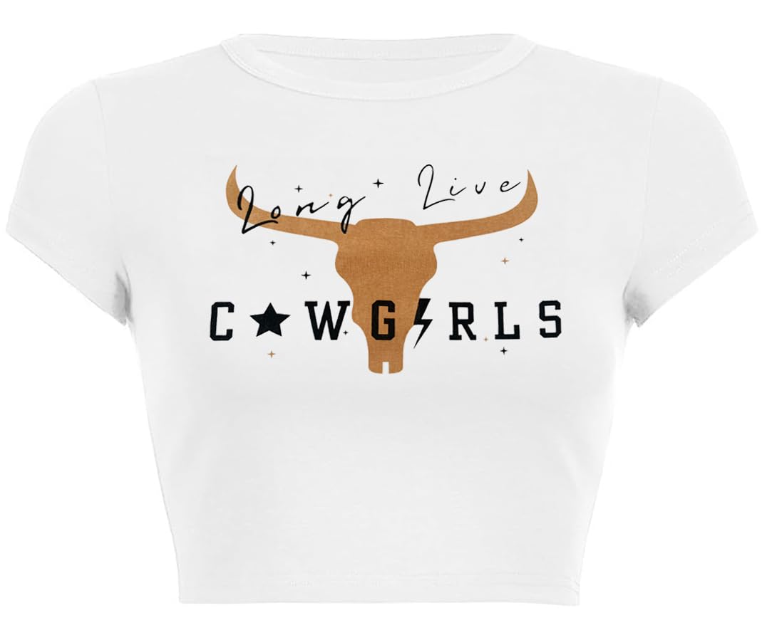 Crop Top Woxlica E Girl Long Live Country Concert White M