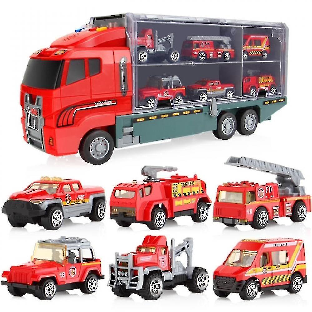 Caminhão De Bombeiros Liga Brinquedos Carro Diecast Container Helicopter Truck