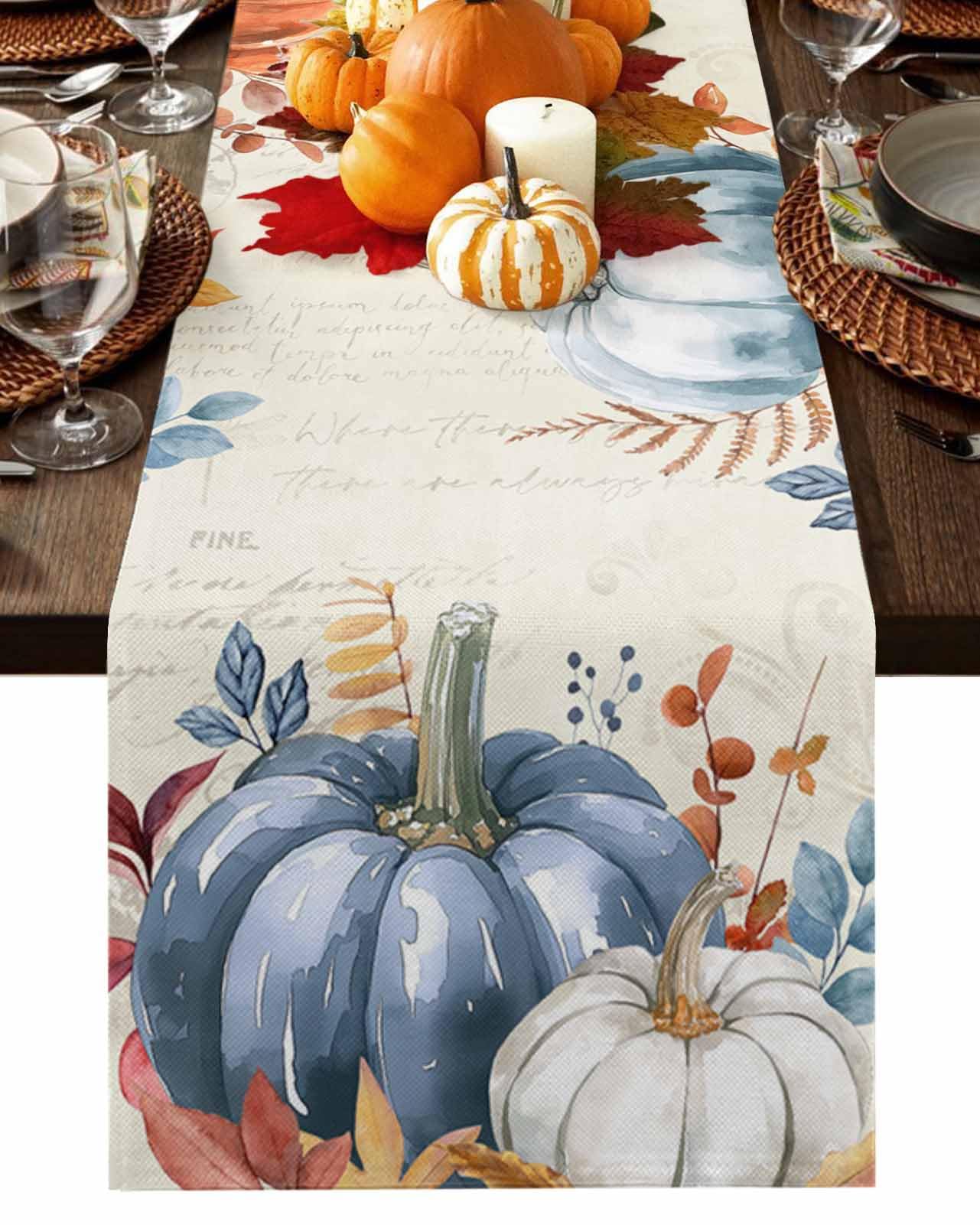 Table Runner Yukro Fall Pumpkin 33cm X 183cm Azul Laranja