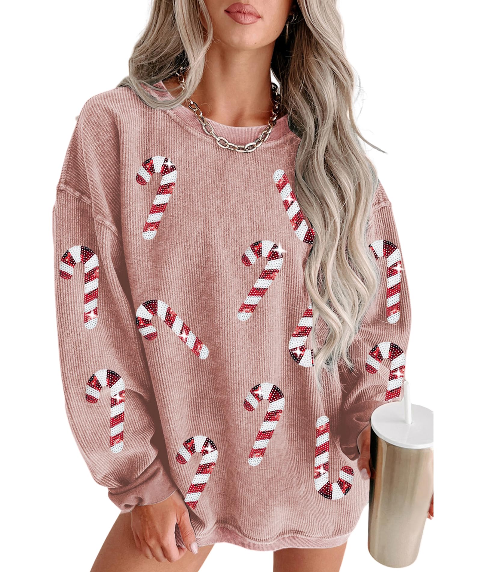 Moletom Urchics Oversized Para Mulheres Com Gola Redonda E Manga Comprida