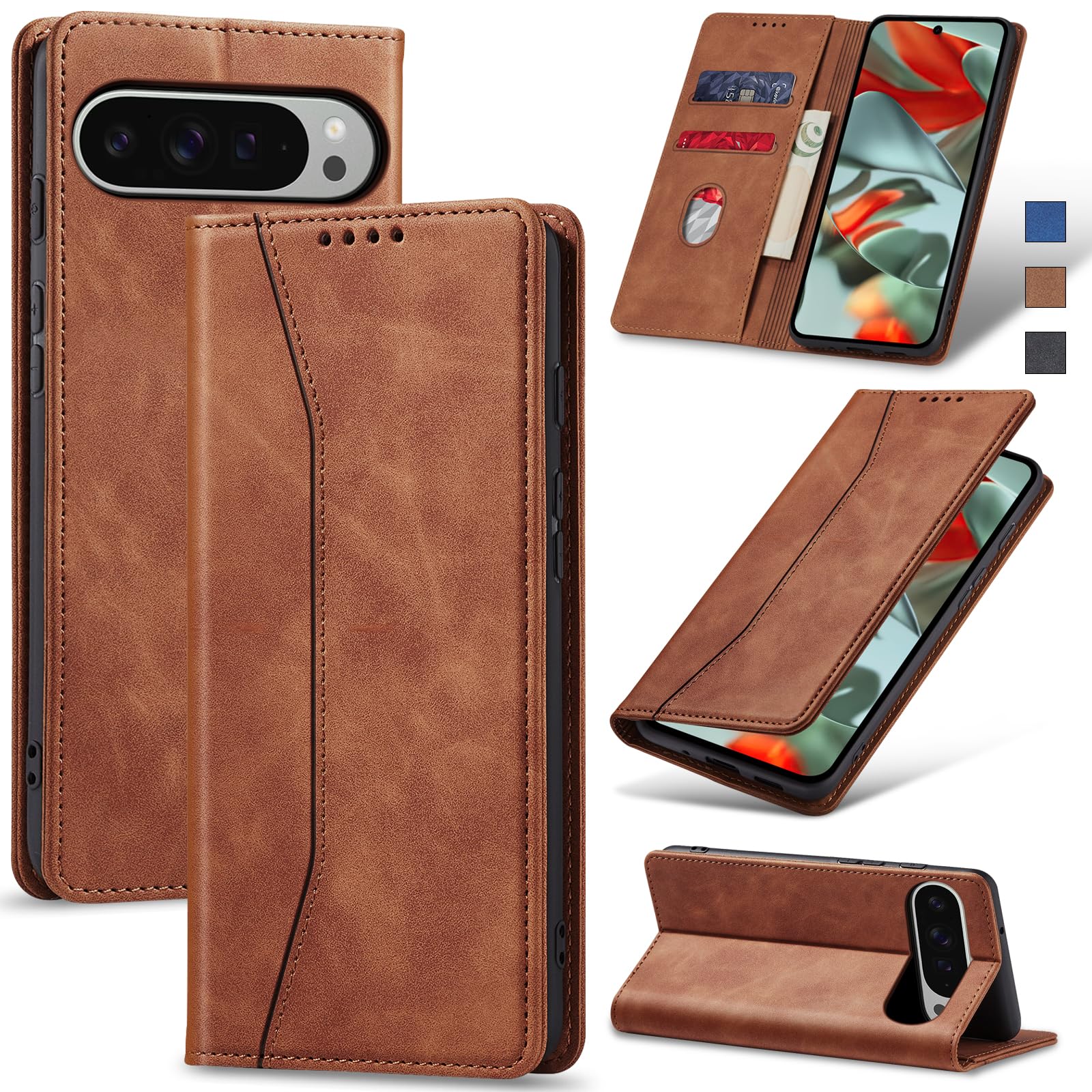 Capa Para Celular Jasonyu Flip Wallet Leather Google Pixel 9 Pro Xl