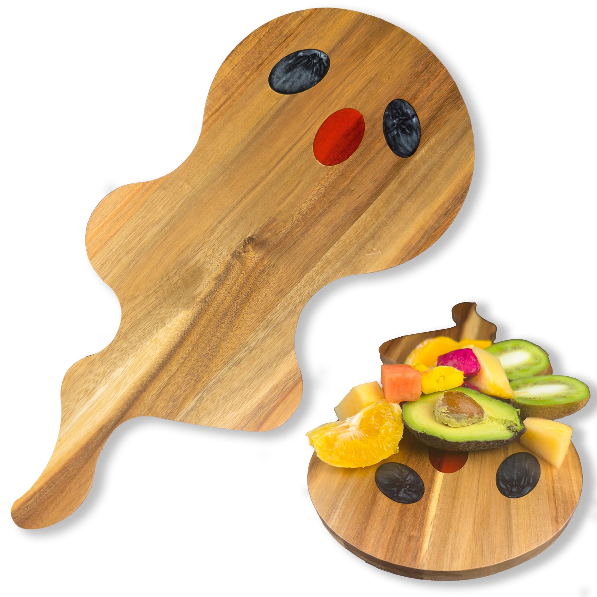 Tábua De Corte Lilkuisyn Madeira De Acácia Com Resina Halloween Ghost