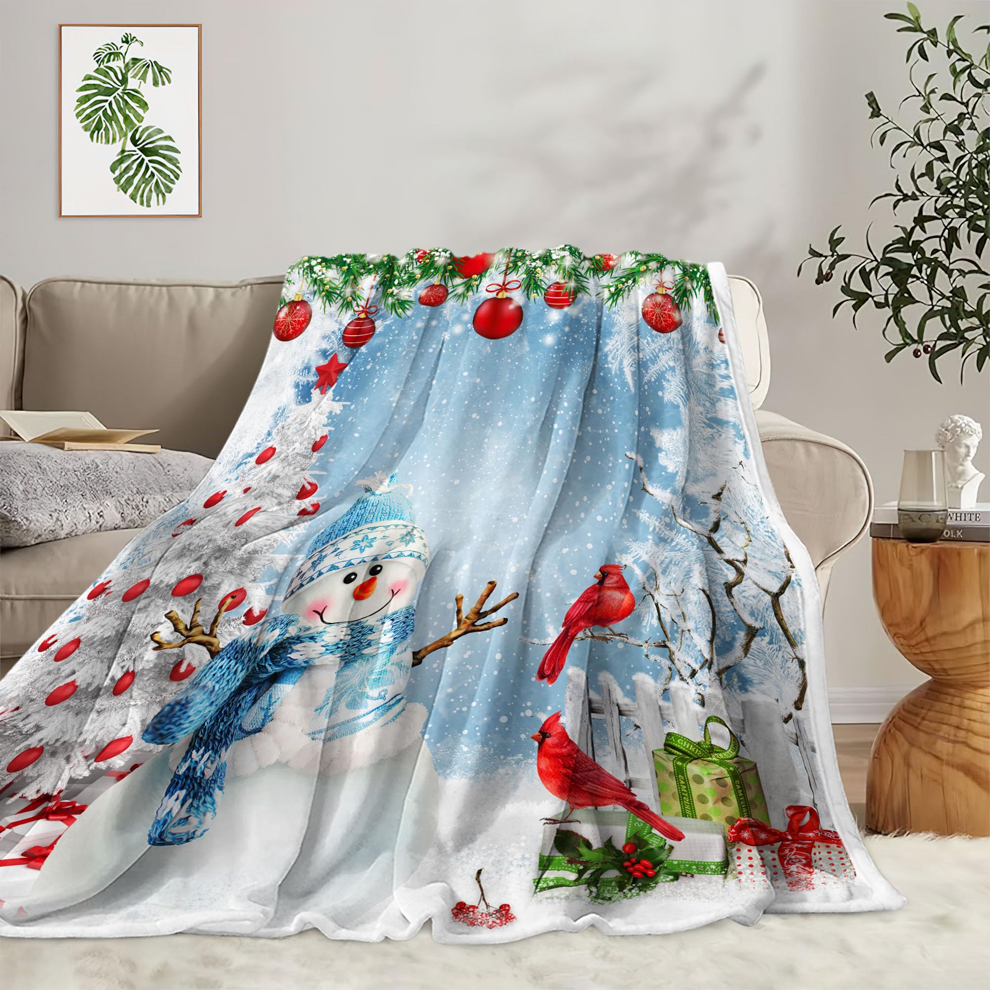 Throw Blanket Boziqr Christmas Soft Warm Snowflakes 50x60 Polegadas