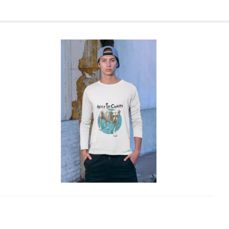 Camiseta De Manga Comprida Pole Alice In Chains Dog Rock 100% Algodão