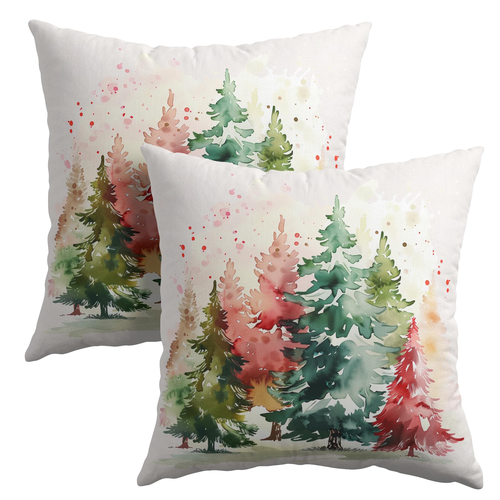 Capa De Travesseiro Granbey Christmas Tree 60x60cm, Algodão E Linho, Conjunto 2