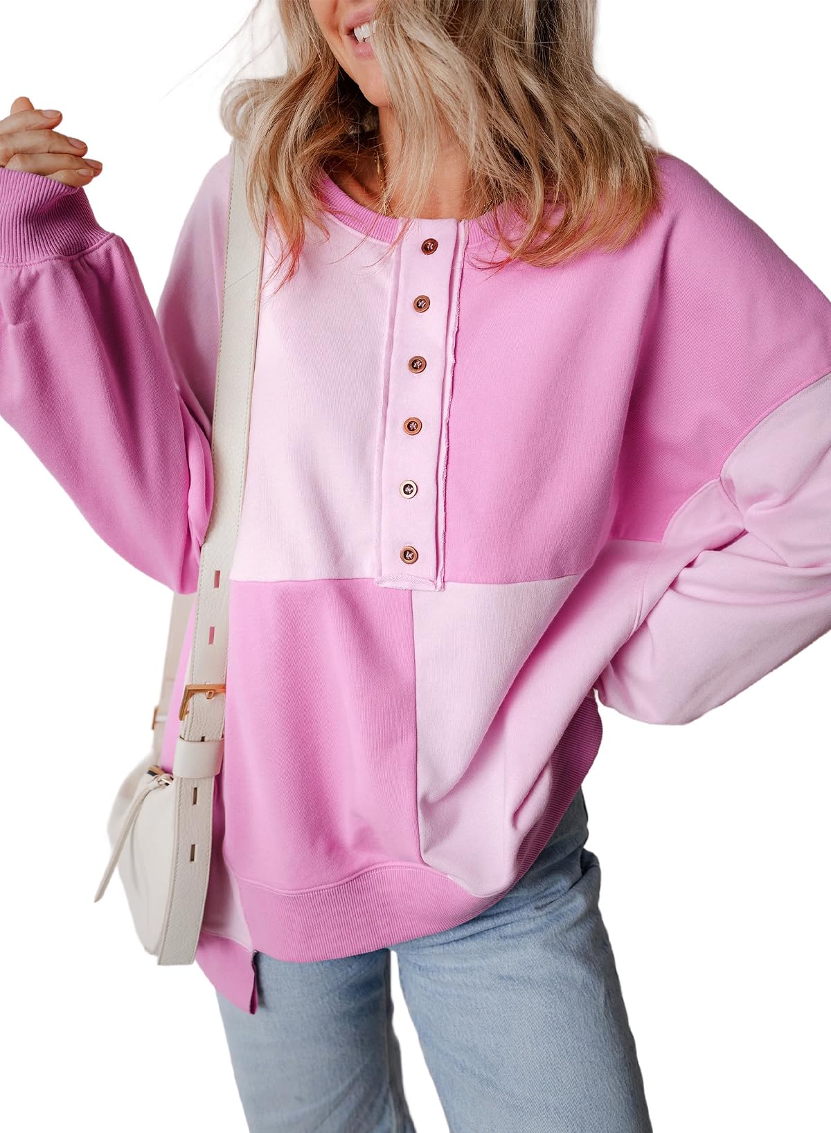 Moletom Shewin Oversized Para Mulheres, Folgado, Rosa Xxl