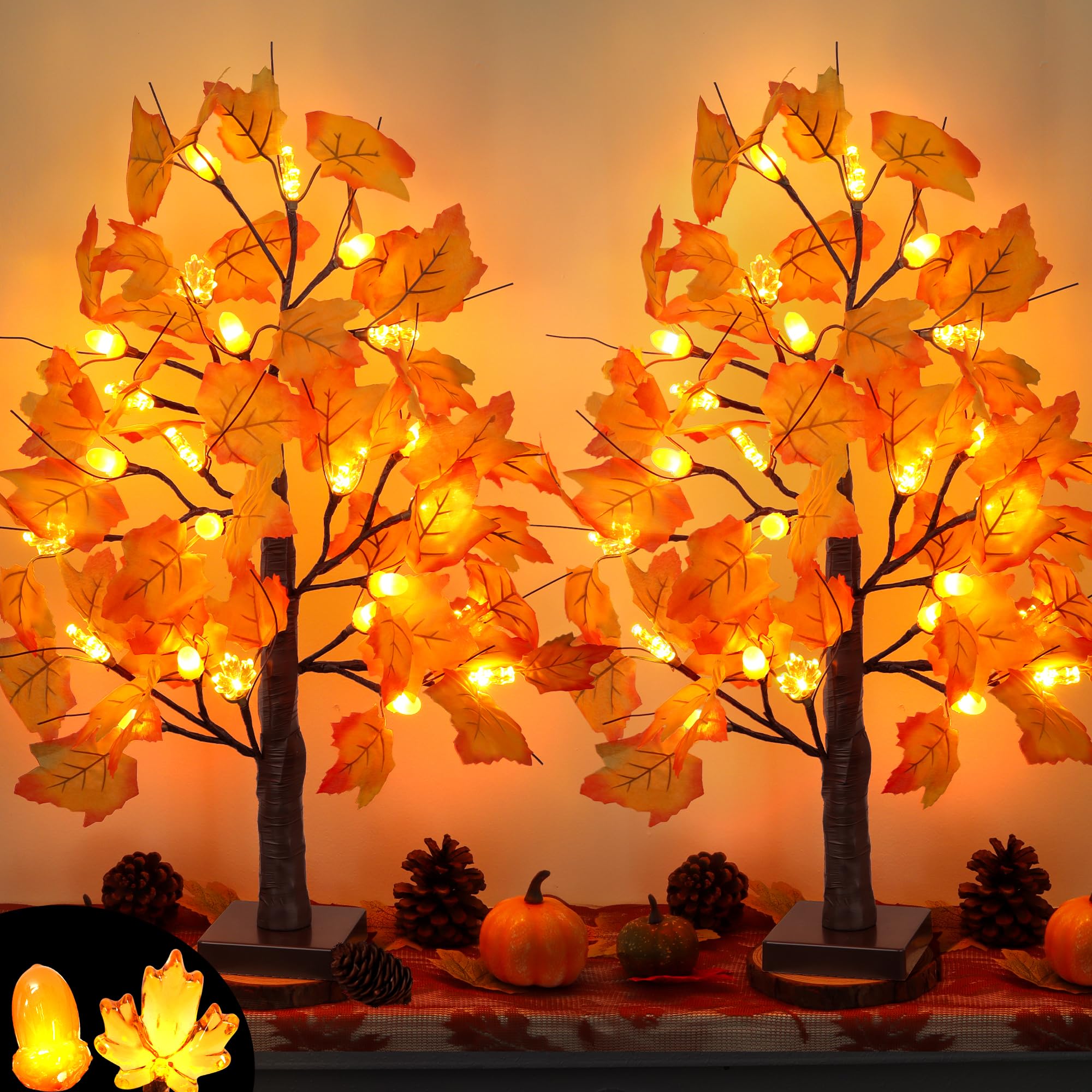 Fall Maple Tree Grastfu 24 Cm Com 48 Led Operado Por Bateria X2