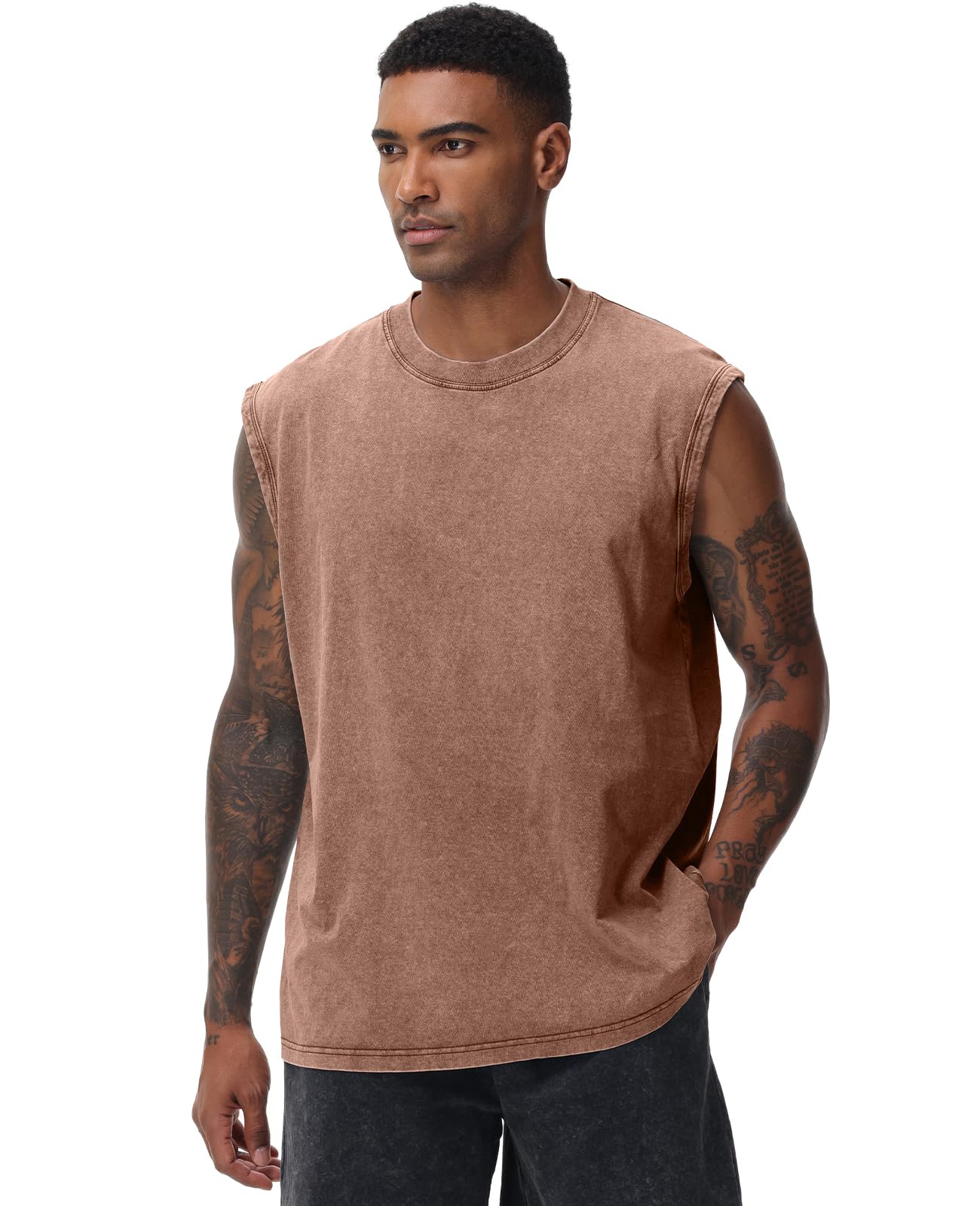 Camiseta De Treino Masculina Sem Mangas Snowelve Coffee M