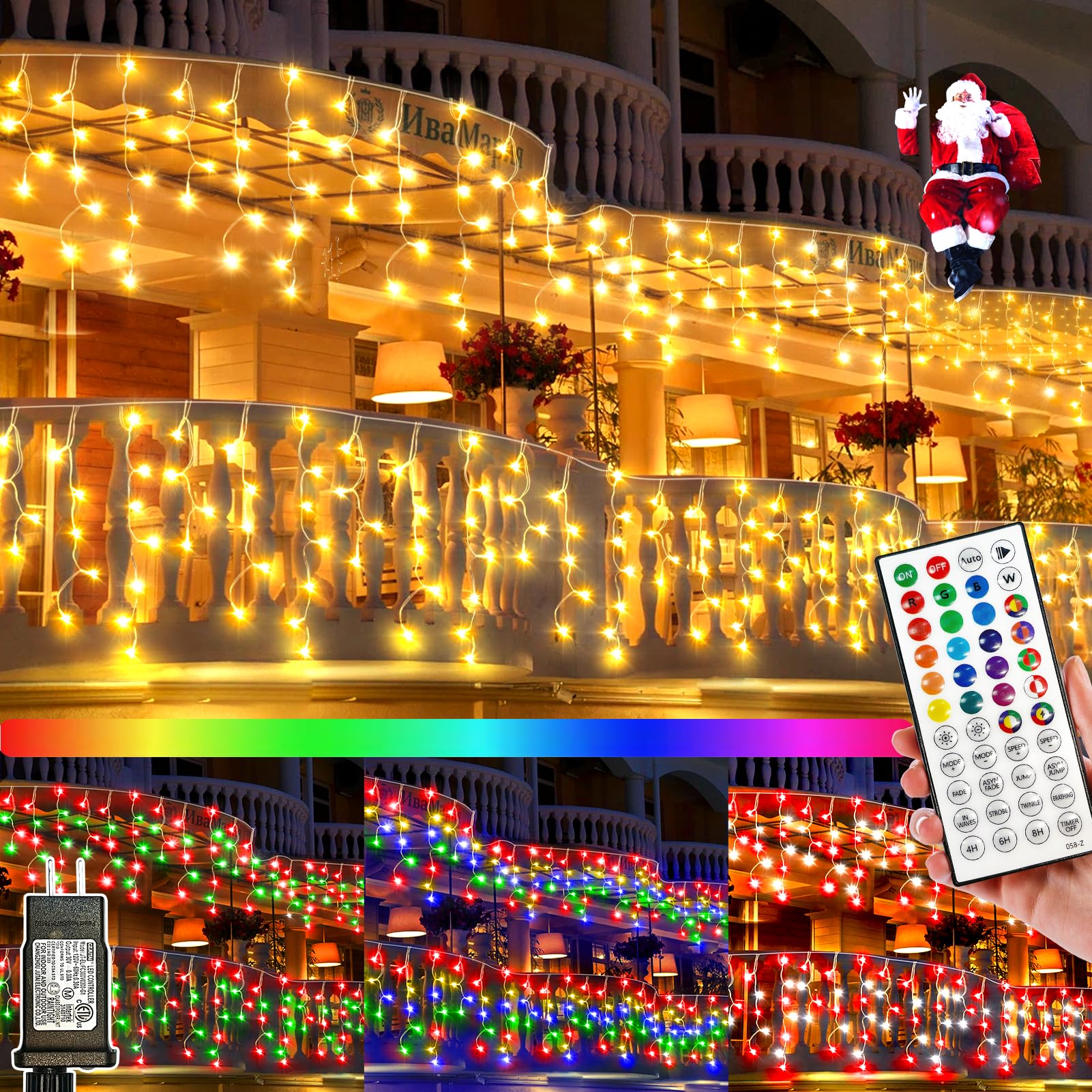 Luzes De Natal Jrewdoin Rgb 128 Função 16 Cores 52ft
