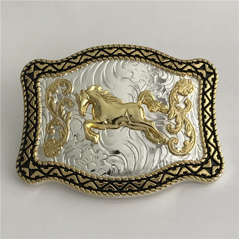 Fivela De Cinto De Luxo Golden Horse Cowboy Fivela Masculina