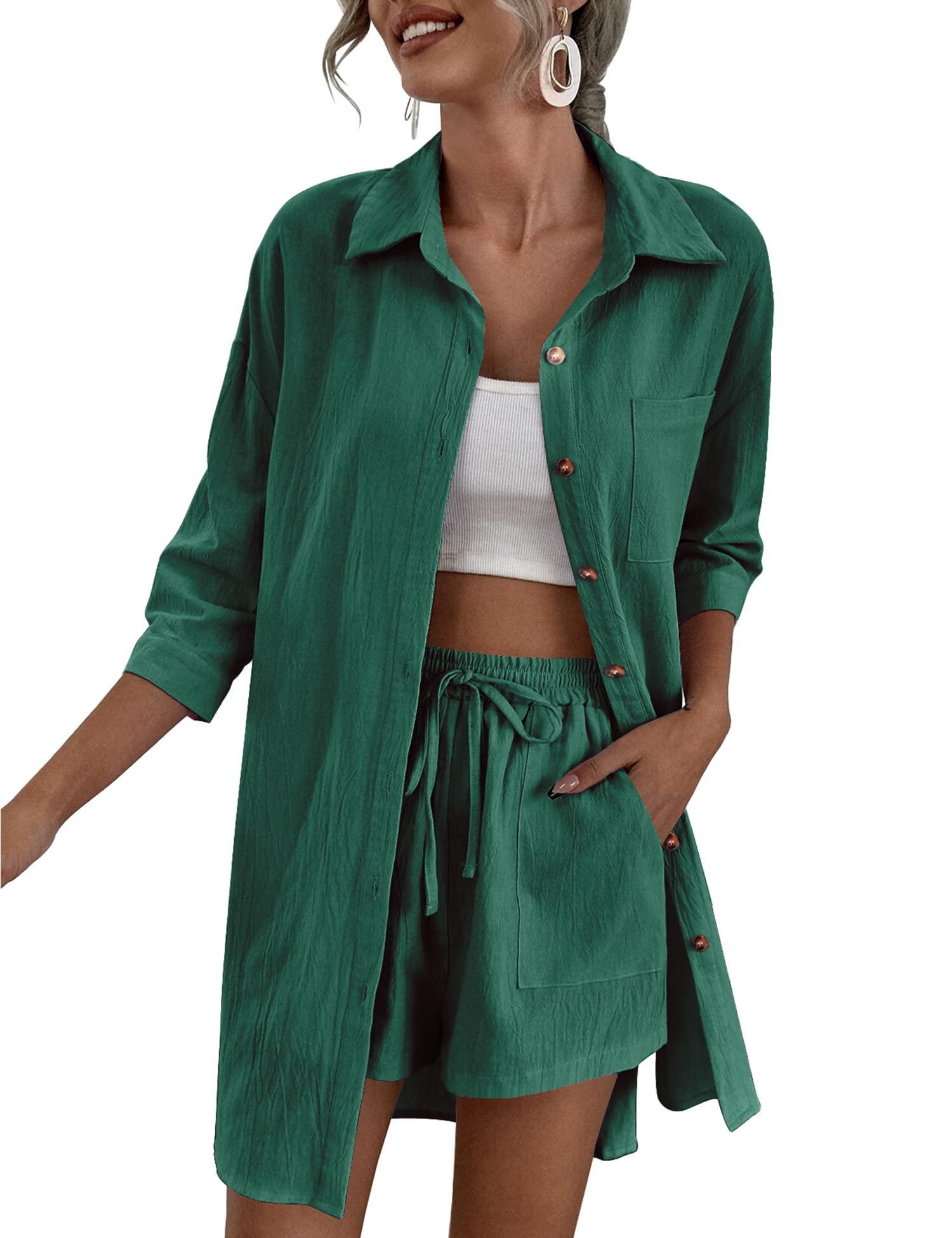 Conjunto De Roupas Femininas Zeagoo, Blusa Casual De 2 Peças E Shorts