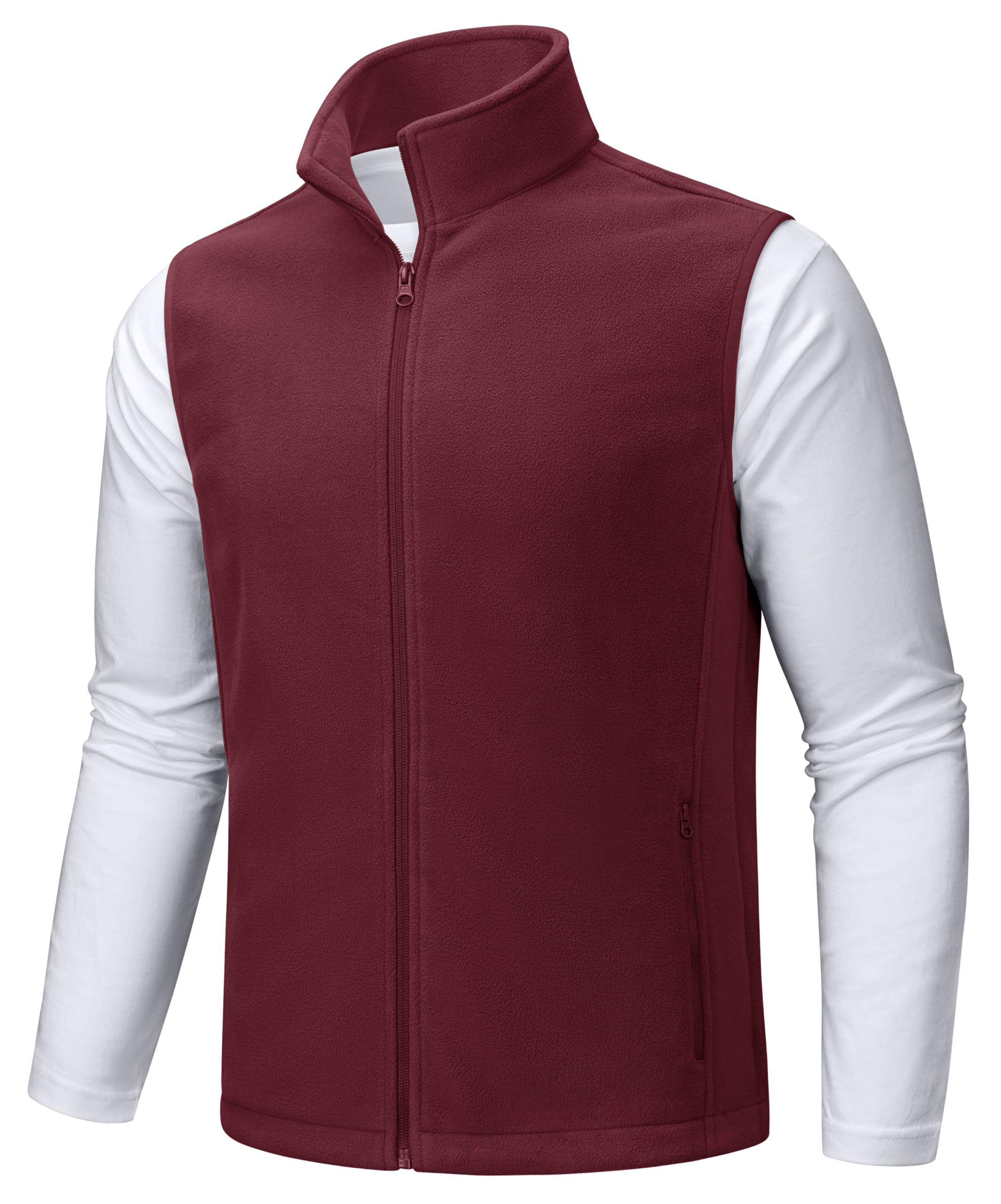 Colete Masculino De Lã Tacvasen Com Zíper Completo, Leve, Vermelho, Vinho, 2gg