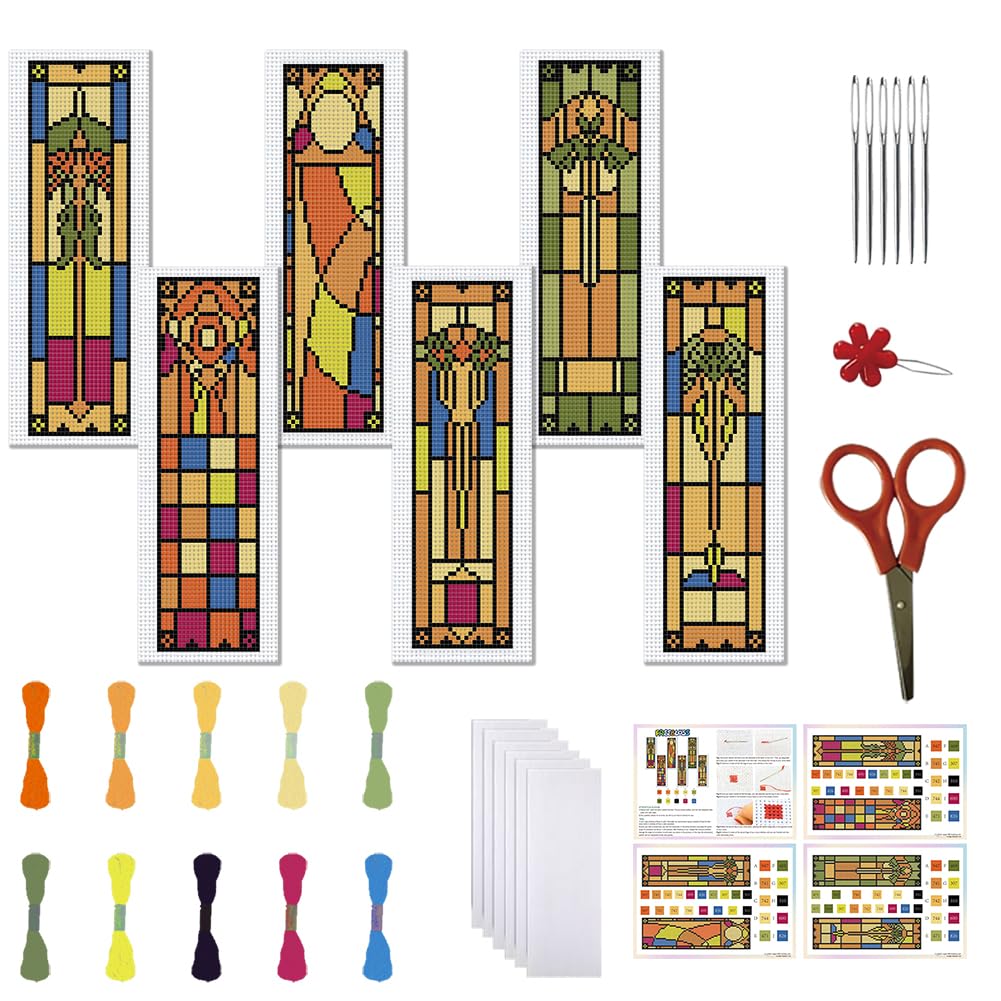 Kit Cross Stitch Freebloss 6 Set Bookmark Com Instruções