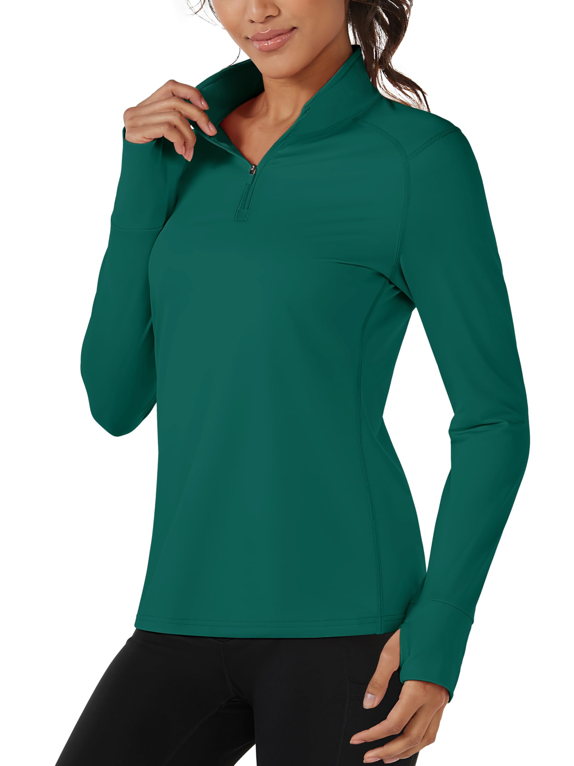 Camisa De Treino Feminina Tacvasen Com Gola Simulada, Pulôver, Camada Base