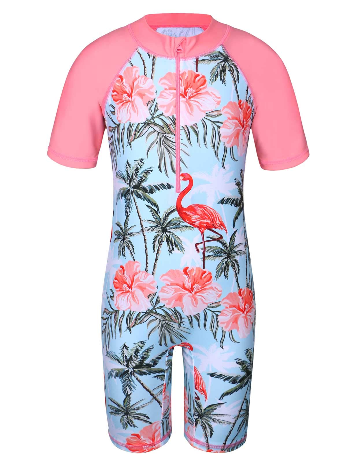Roupa De Banho De Manga Curta Tfjh E Para Meninas Uv 50+, Roupa De Banho De Peça Única, Roupa De Praia Para Crianças, Zíper 11-12 Anos, Pêssego,