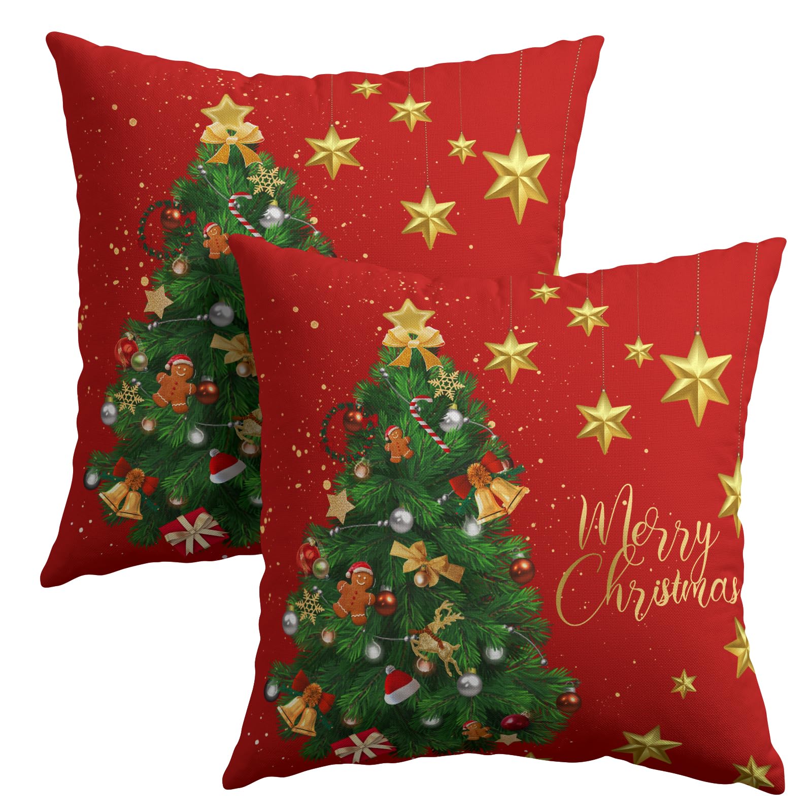 Capa De Almofada Granbey Christmas Tree Vermelha 60x60cm, Conjunto De 2