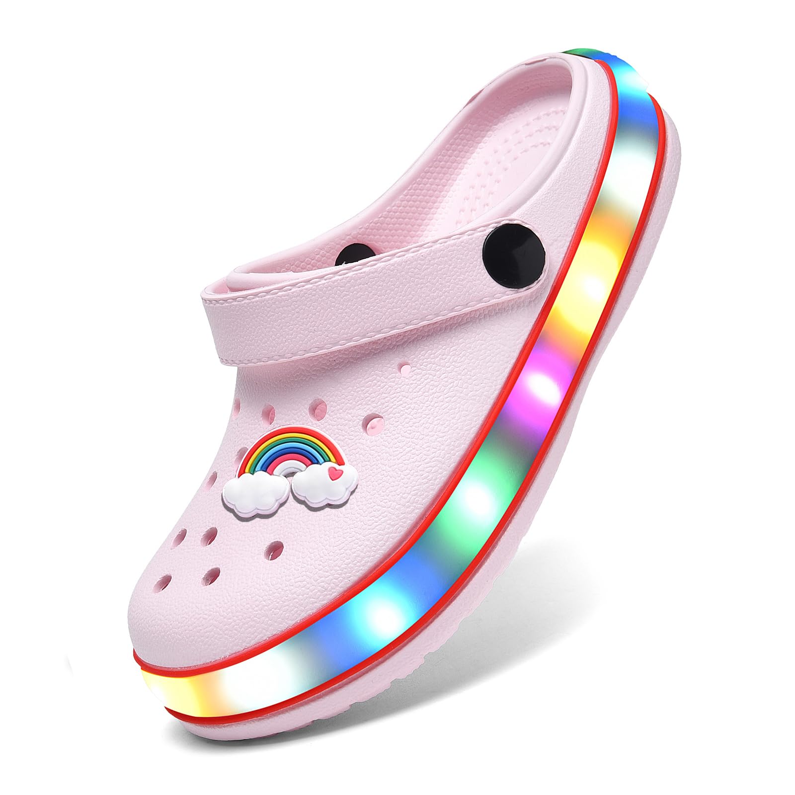 Sapatos De Jardim Xpkws Kids Clogs, Sandálias Led Light Up, 25, Rosa Claro