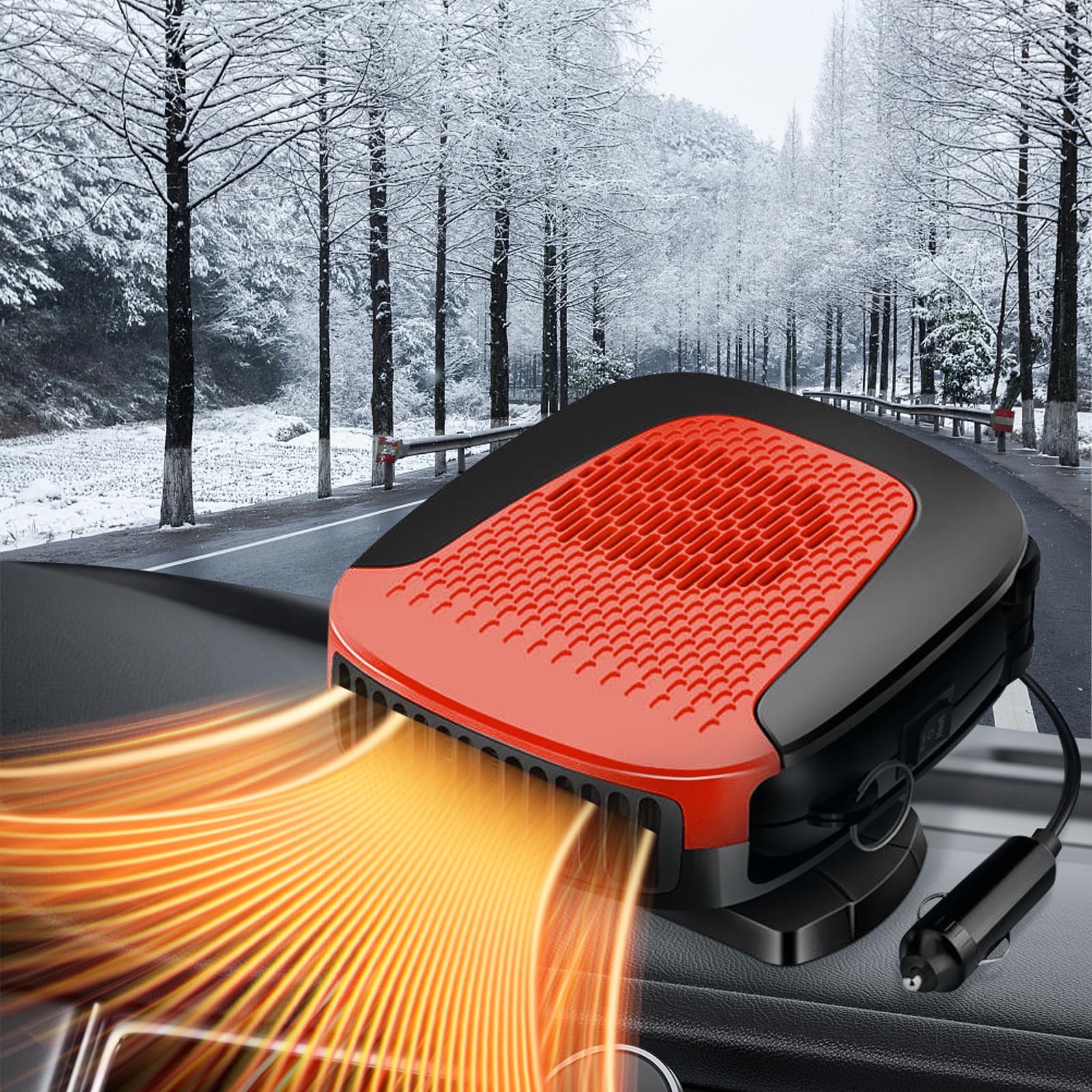 Aquecedor De Carro Kinowji Portable 12v 150w Windshield Defogger Red