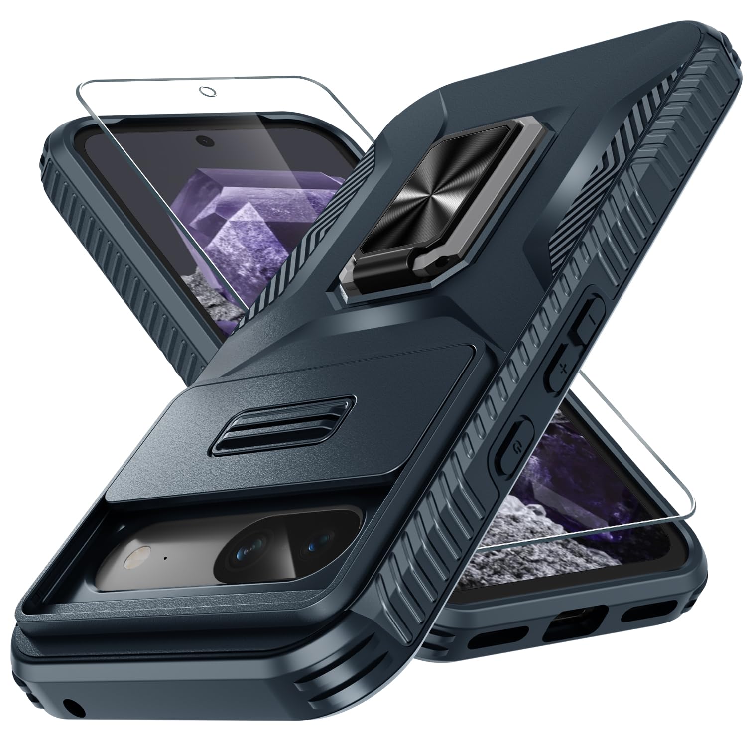 Capa De Telefone Casejeen Para Google Pixel 8a Com Vidro Temperado Azul