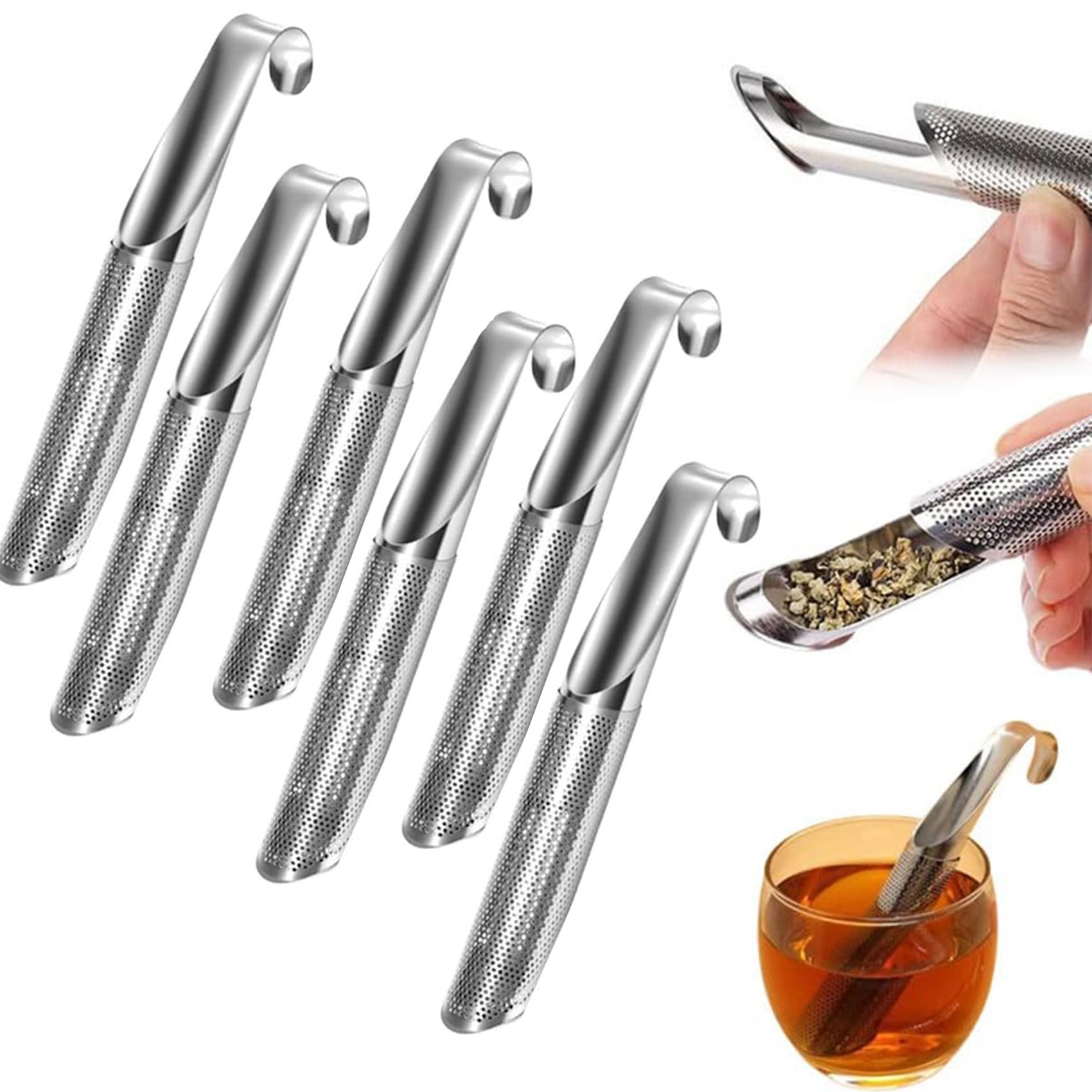 Difusor De Chá Para Cadeira Em Aço Inoxidável Com Gancho Suspenso 6 Peças