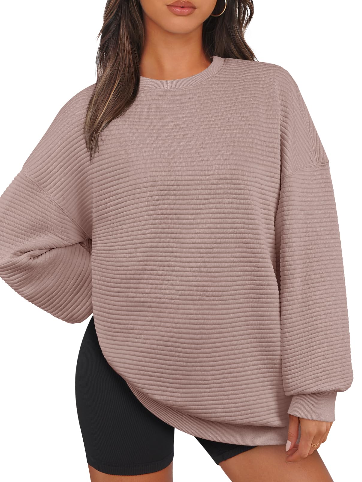 Moletom Merokeety Oversized Para Mulheres, Cinza Café, Gg