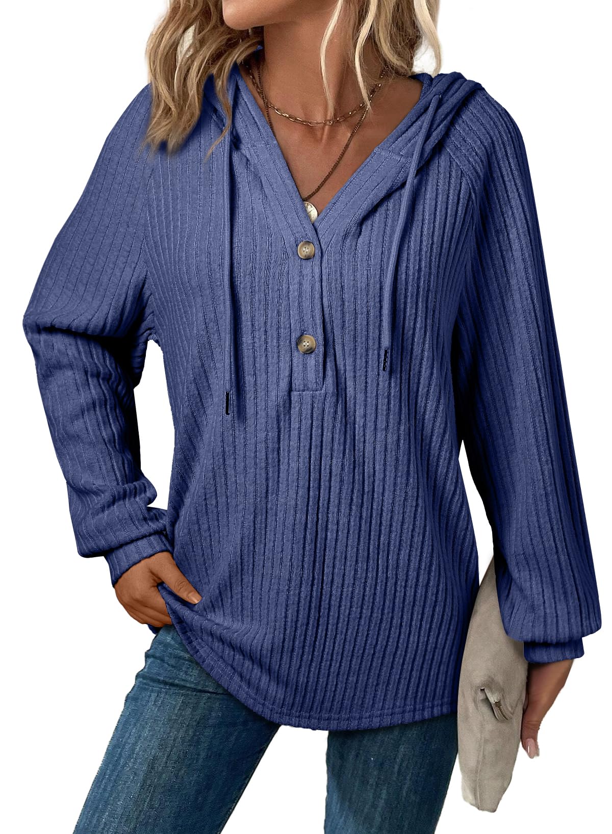 Suéter Com Capuz Shewin Suéteres Para Mulheres Com Decote Em V E Cordão