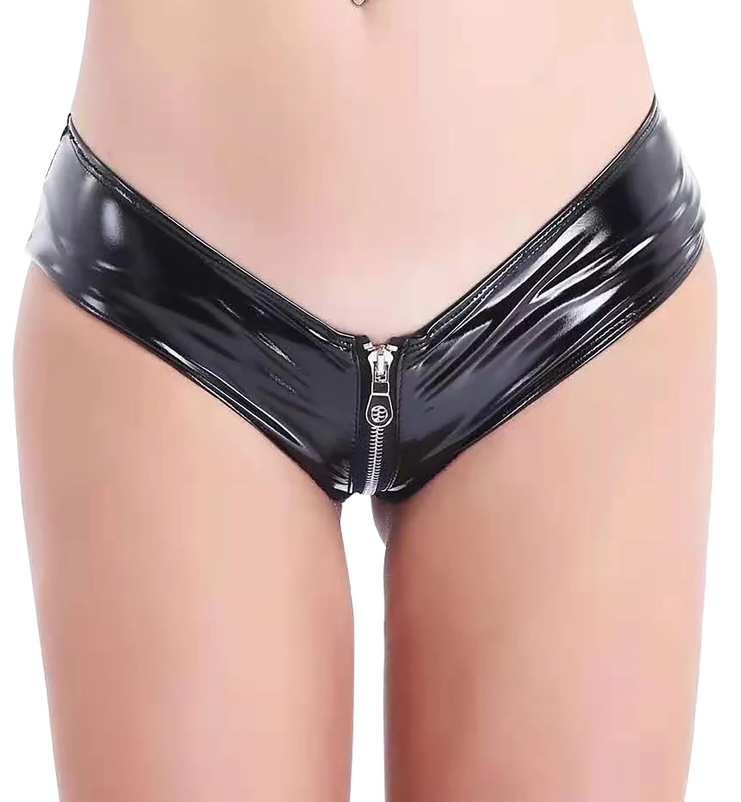 Booty Shorts Femininos Feoya De Couro Pu De Cintura Alta, Pretos