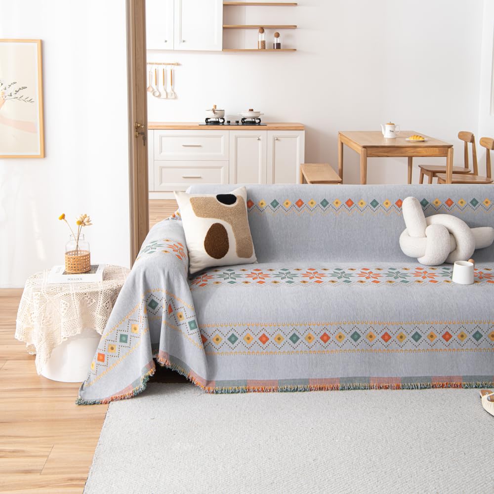 Capas De Sofá Mitid Oversized Boho Geometric Chenille