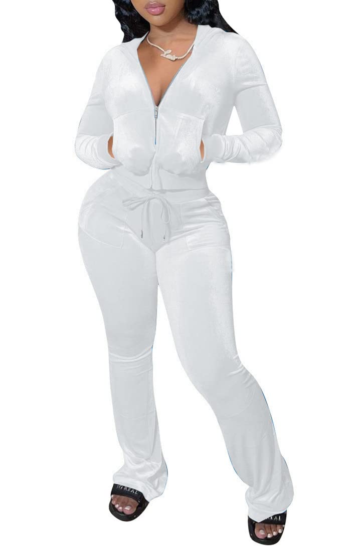 Agasalho Feminino Yeshire, Moletom De Veludo Com Zíper, Branco