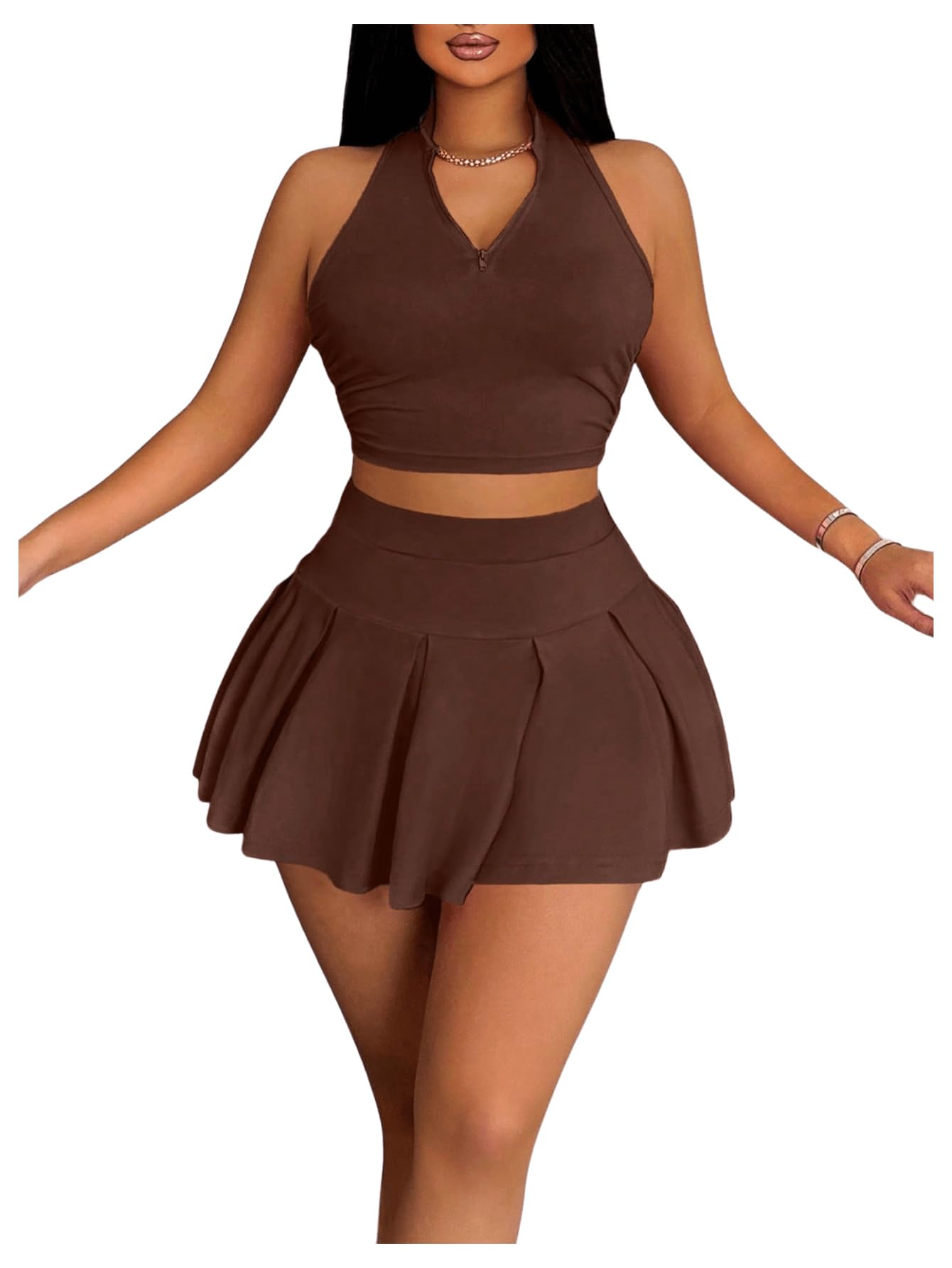 Outfit Soly Hux, Camiseta Regata E Saia Femininas De Verão, 2 Peças