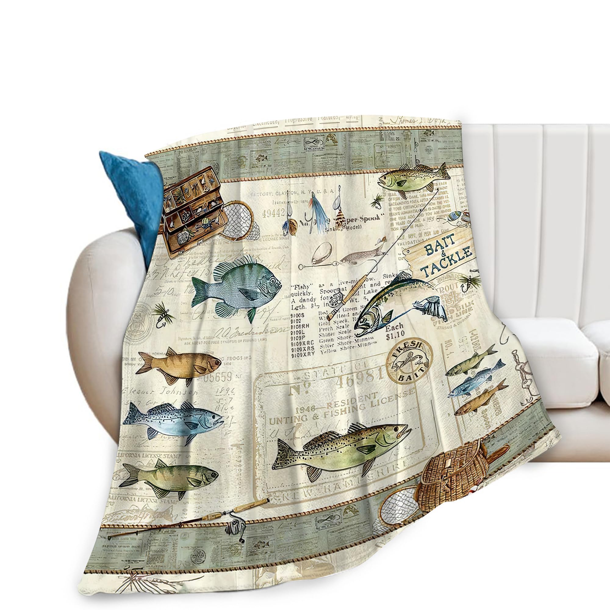 Cobertor De Pesca Citari Fish Throw Blanket Soft Warm 50x60cm
