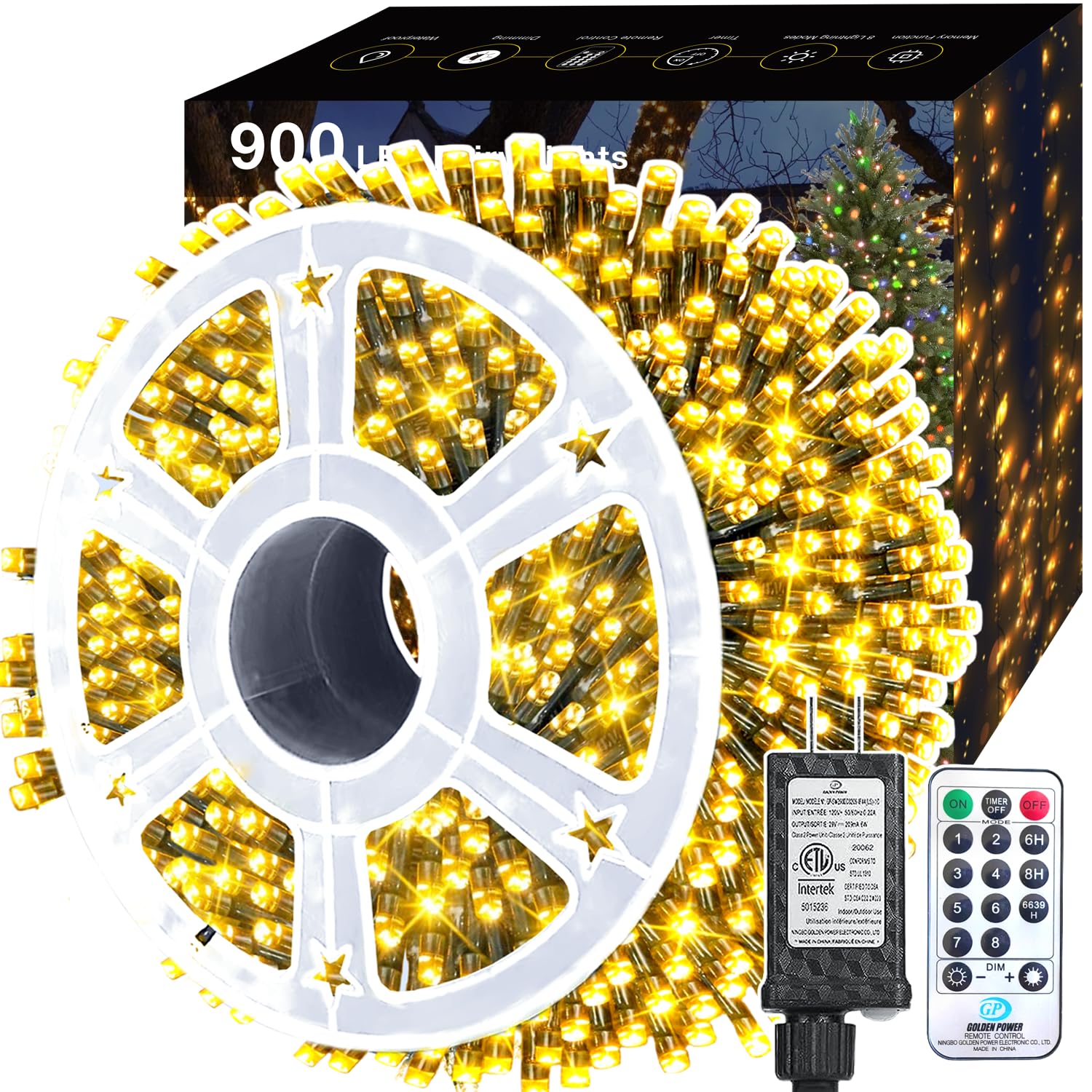 Luzes De Natal Voolex 900 Led Warm White 90m Com Controle Remoto
