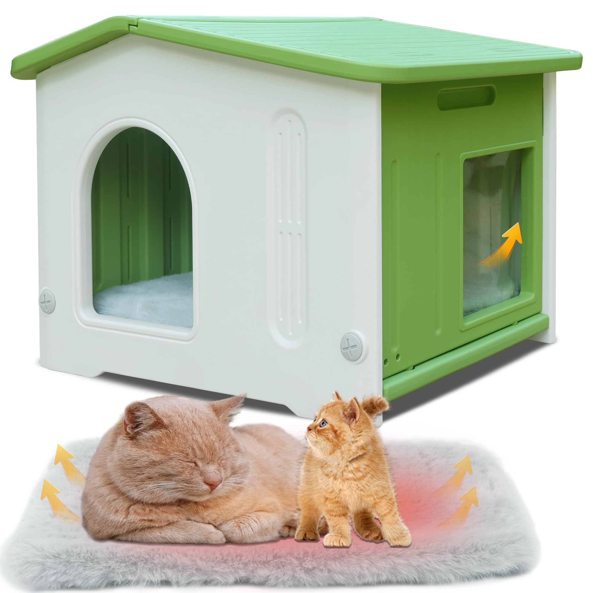 Outdoor Cat House Csqoo Impermeável Com Porta De Escape Para 1-2 Gatos